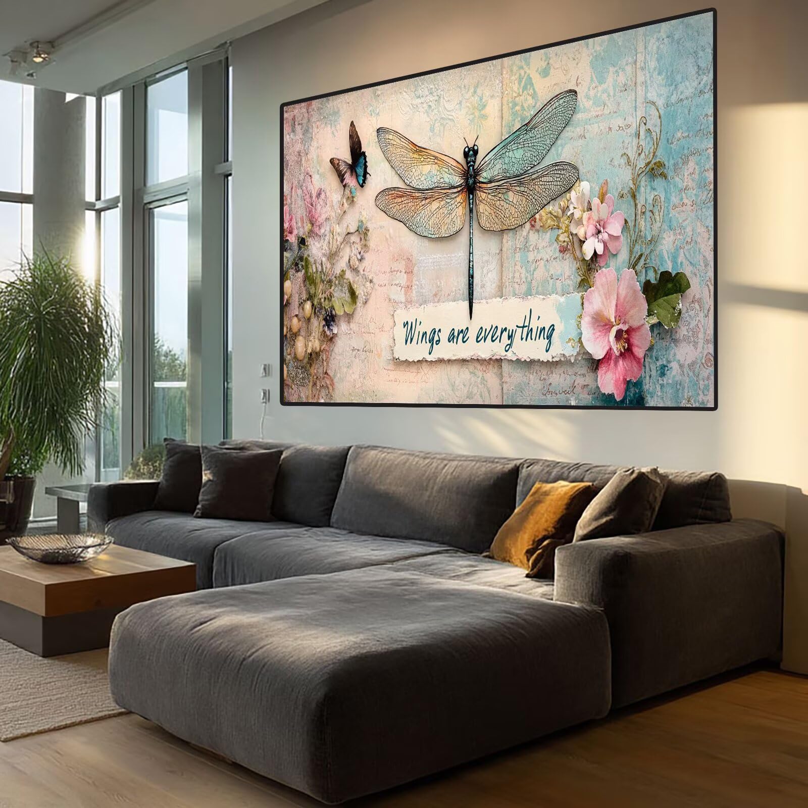 Dragonfly Diamond Art Flower Diamond Painting Arts and Crafts for Adults, zestaw do malowania diamentami 5D, dorosłych, Crysta, haft krzyżykowy, zestaw do haftowania dla początkujących, dekoracja