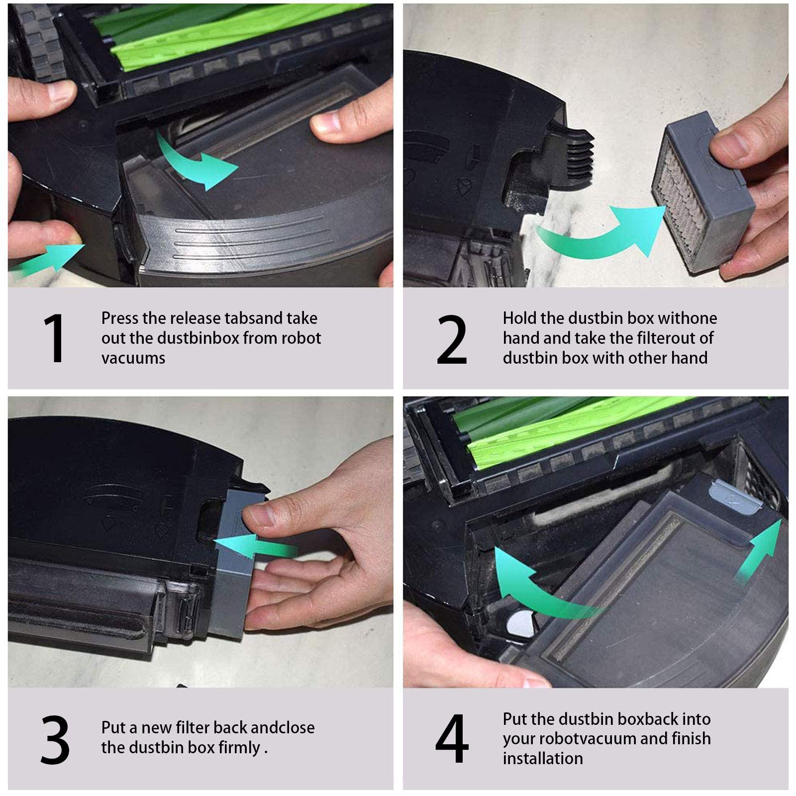 10 filtri HEPA compatibili con l'aspirapolvere robot iRobot Roomba i e serie E i7 + E5 E6 I3 65 x 50 x 20 mm