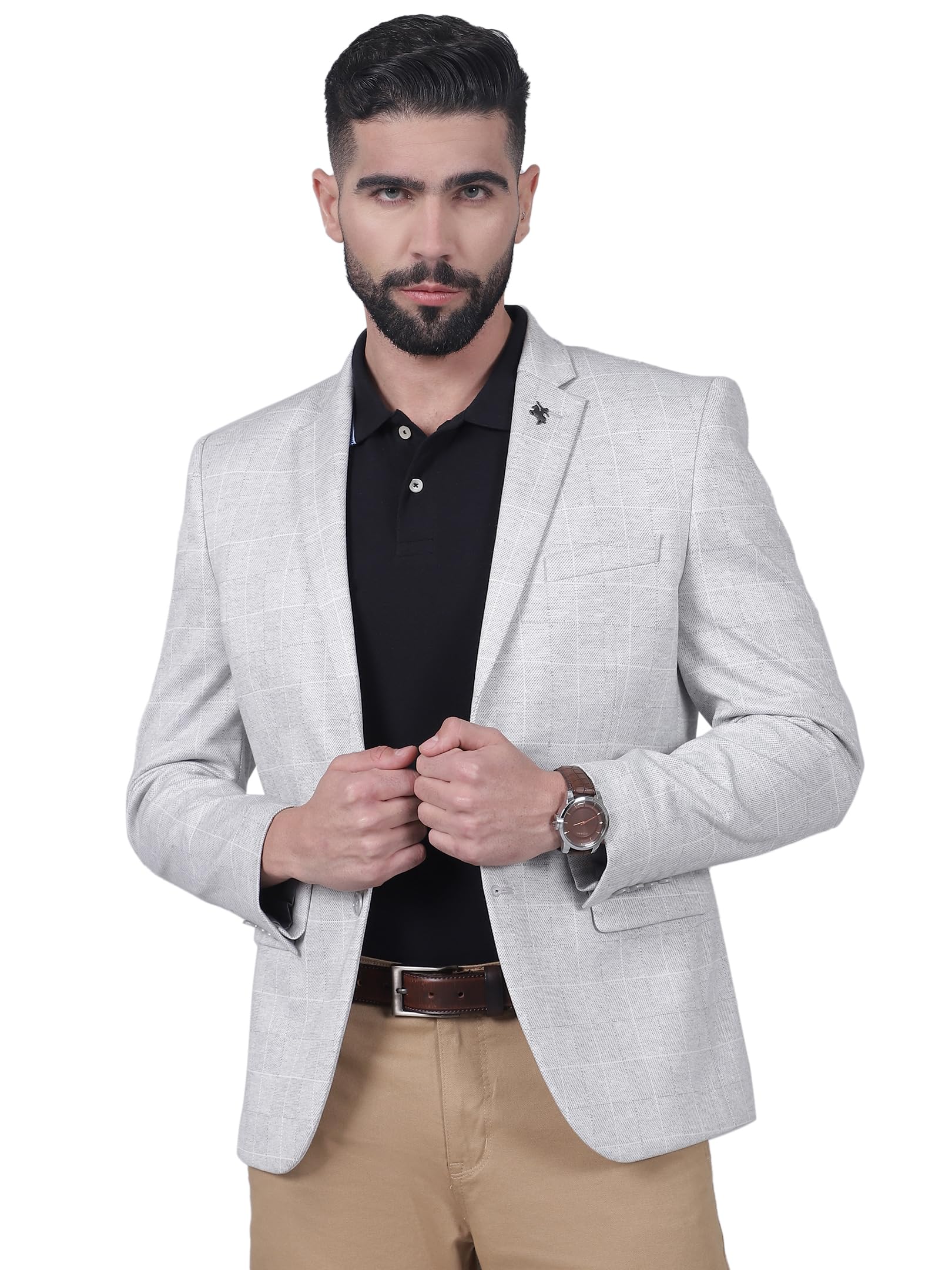 cantabil Men's Checkered Notched Lapel Collar Single Breasted Casual Blazer (P_MBZC00084)-picture-40