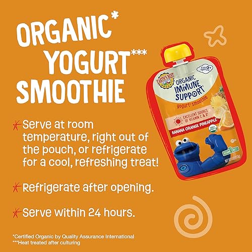 Miniatura 3 de Earth's Best Bolsas de batido de yogur orgánico, más de 24 meses, batidos de yogur de frutas para niños de 24 meses en adelante, plátano y naranja,