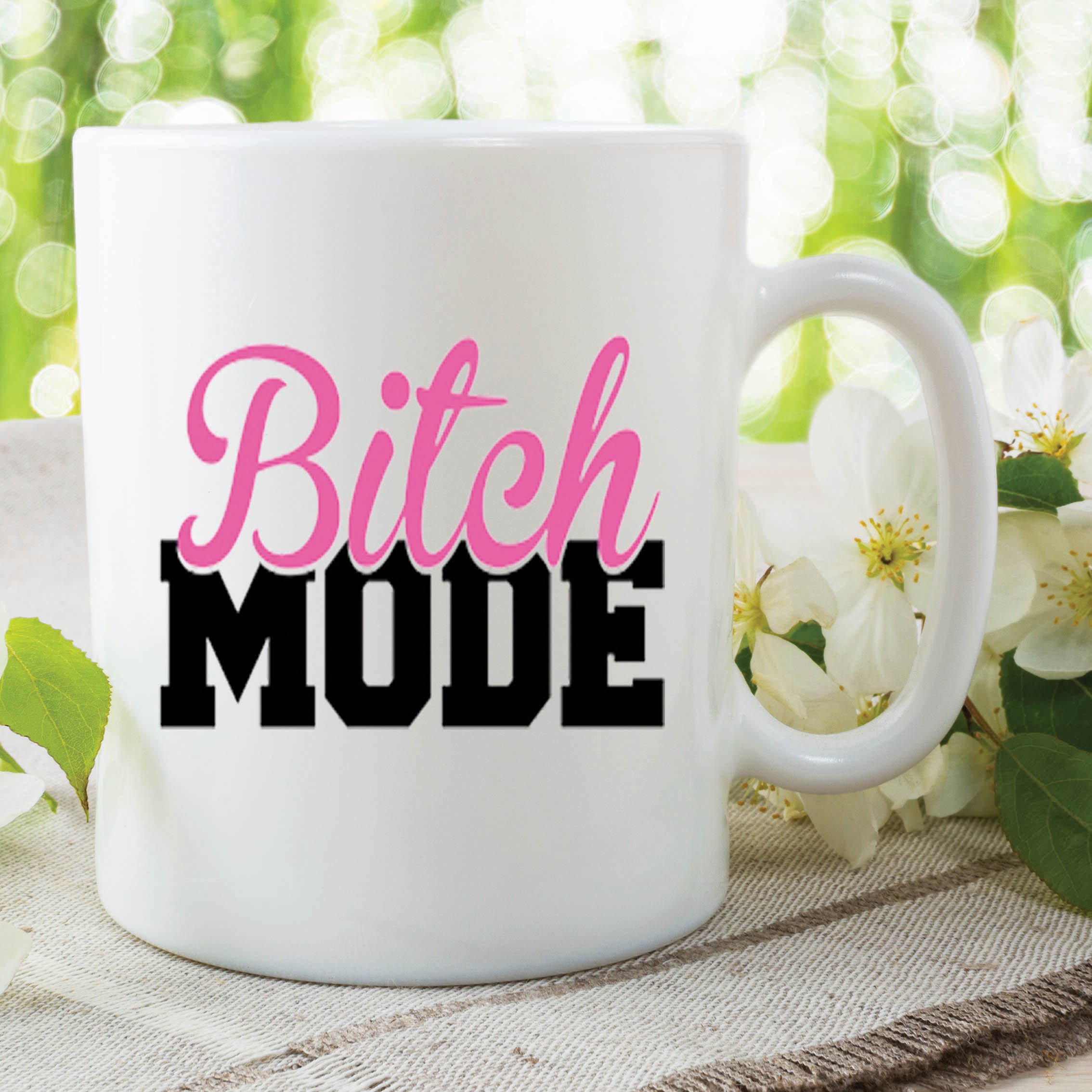 Peachy Antics Women's White Funny Adult Novelty Mug Bitch Mode Girls Joke Office Work Cup Gift Wsdmug420