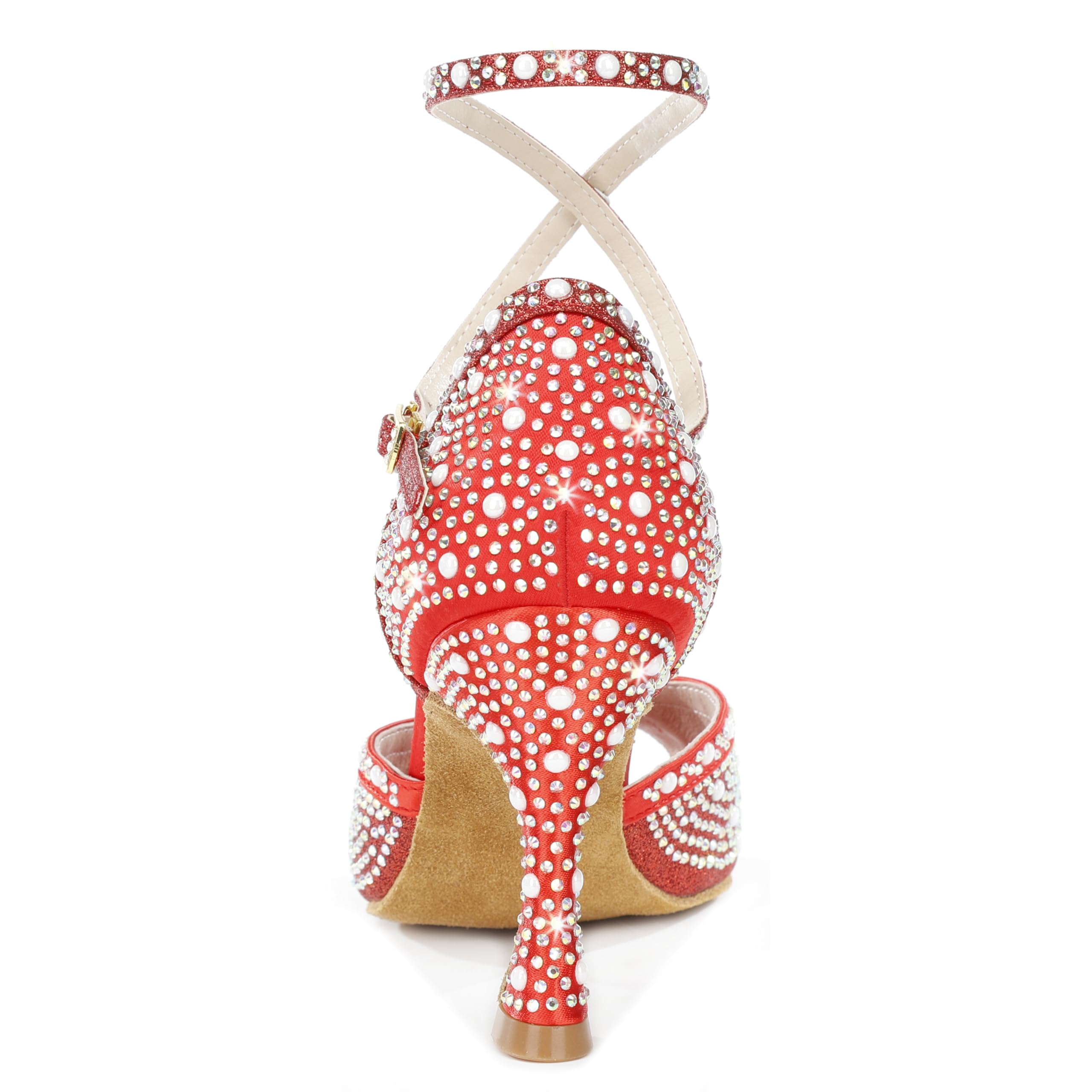 Latinsoul Y205-30 Scarpe da Ballo Latino Donna Open Toe con Decorazioni in Cristallo Tacco Alto comode ed Eleganti per Danza e spettacoli