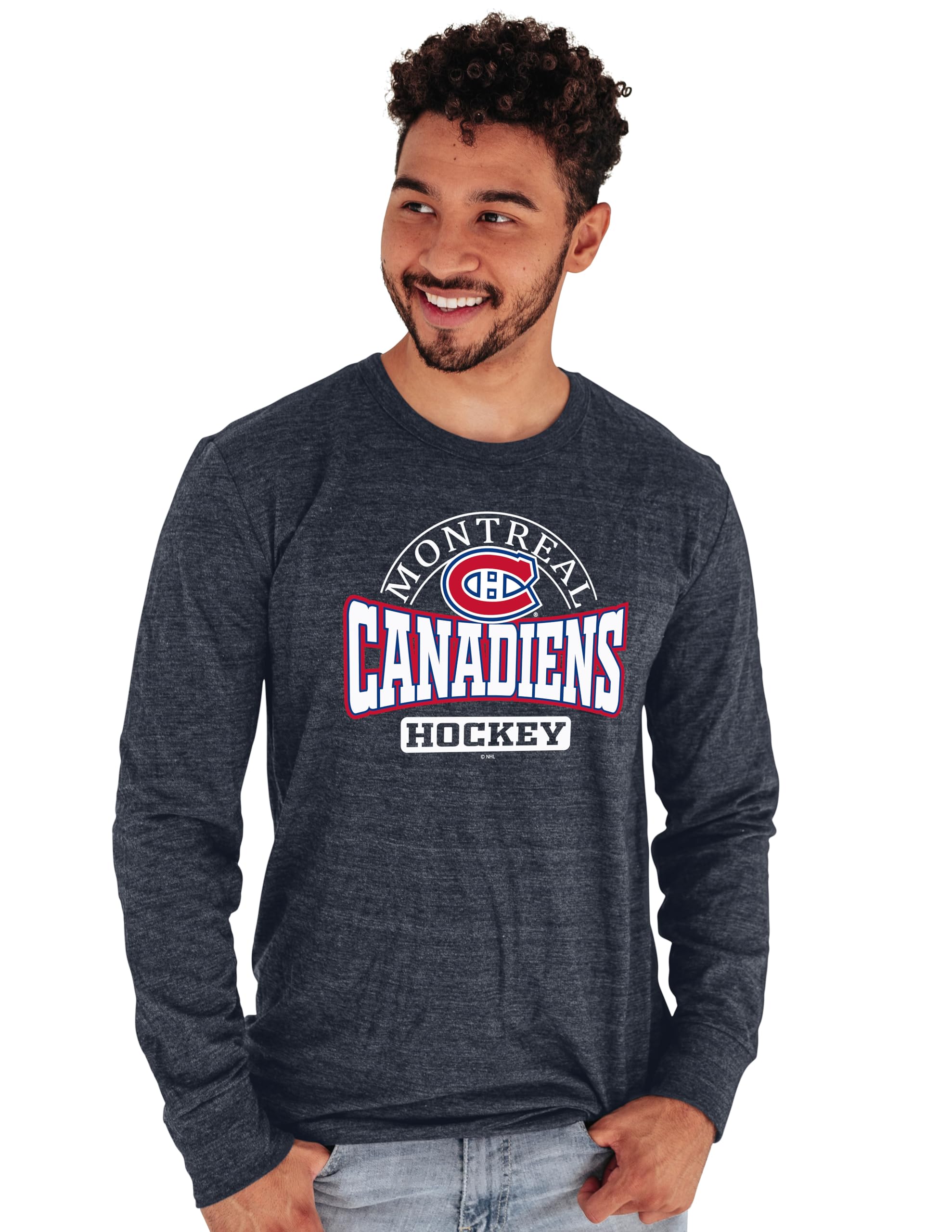 Blue 84Men's NHL Officially Licensed Tri-Blend Long Sleeve T-Shirt Beards