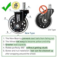 Vista 6 de HOPES Office Chair Wheels Replacement Set of 5 – Heavy Duty Rubber Casters, Smooth & Quiet Rolling for Hardwood Floors and Carpet, Universal Stem