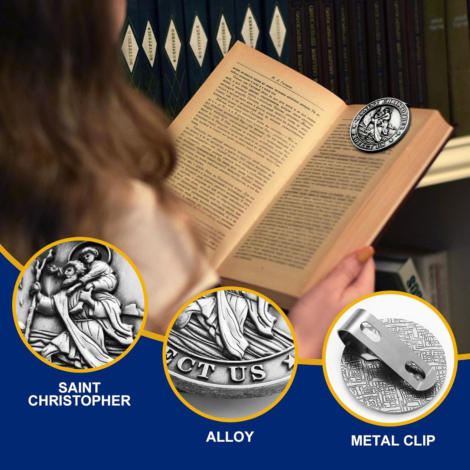 St Christopher Medal for Car, Saint Christopher Medal, Guardian Angel Visor Clip, Catholic Gifts, Visor Clips for Cars, Gifts for Friends, Loved Ones and New Drivers(1PCS) - Image 4