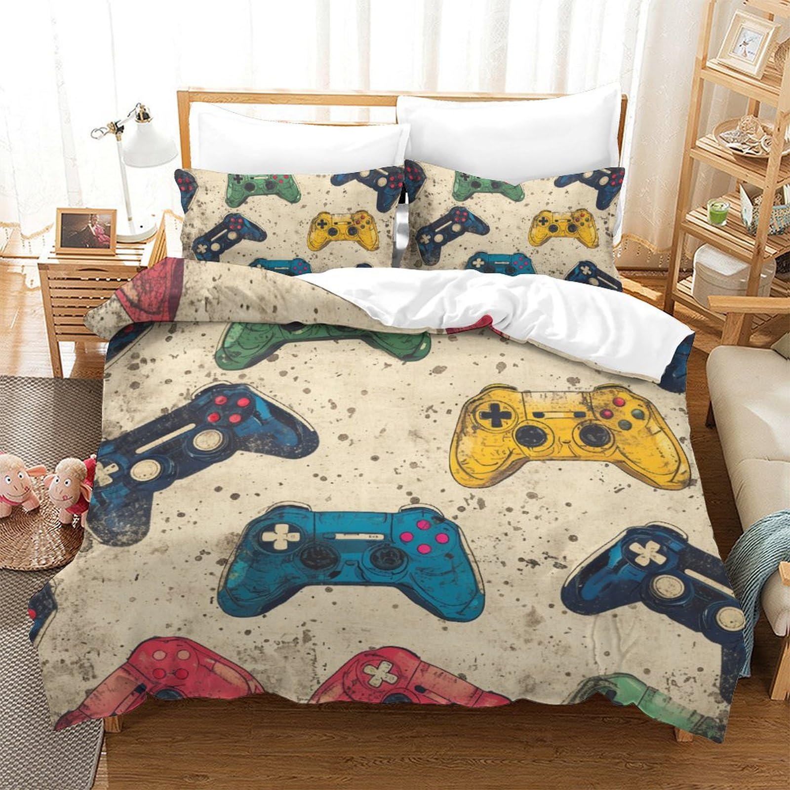 Parure de lit jeux 3D en microfibre 200x200cm pour chambre d'ado moderne