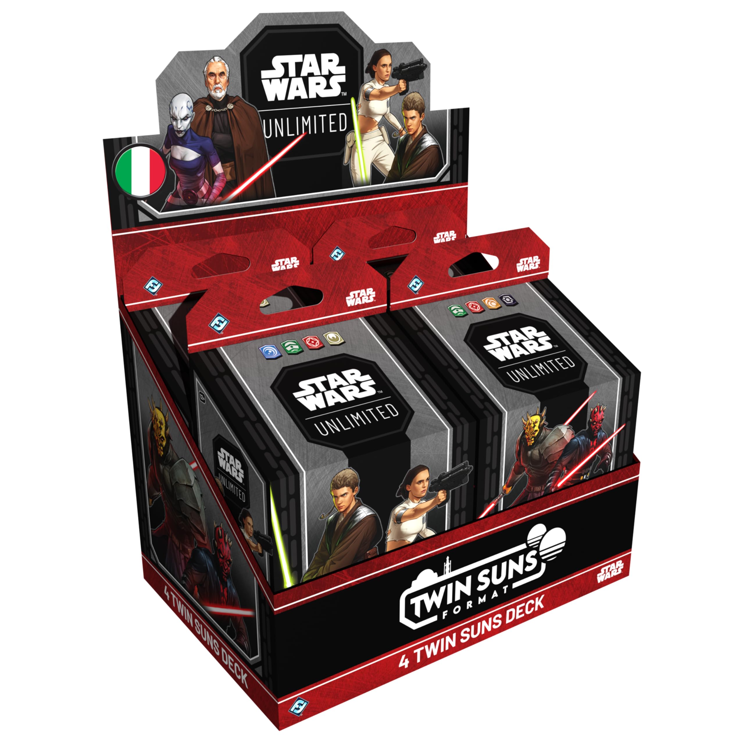 Asmodee – SWU TCG: TWIN SUNS DECK DISPLAY – Guerre dei Cloni