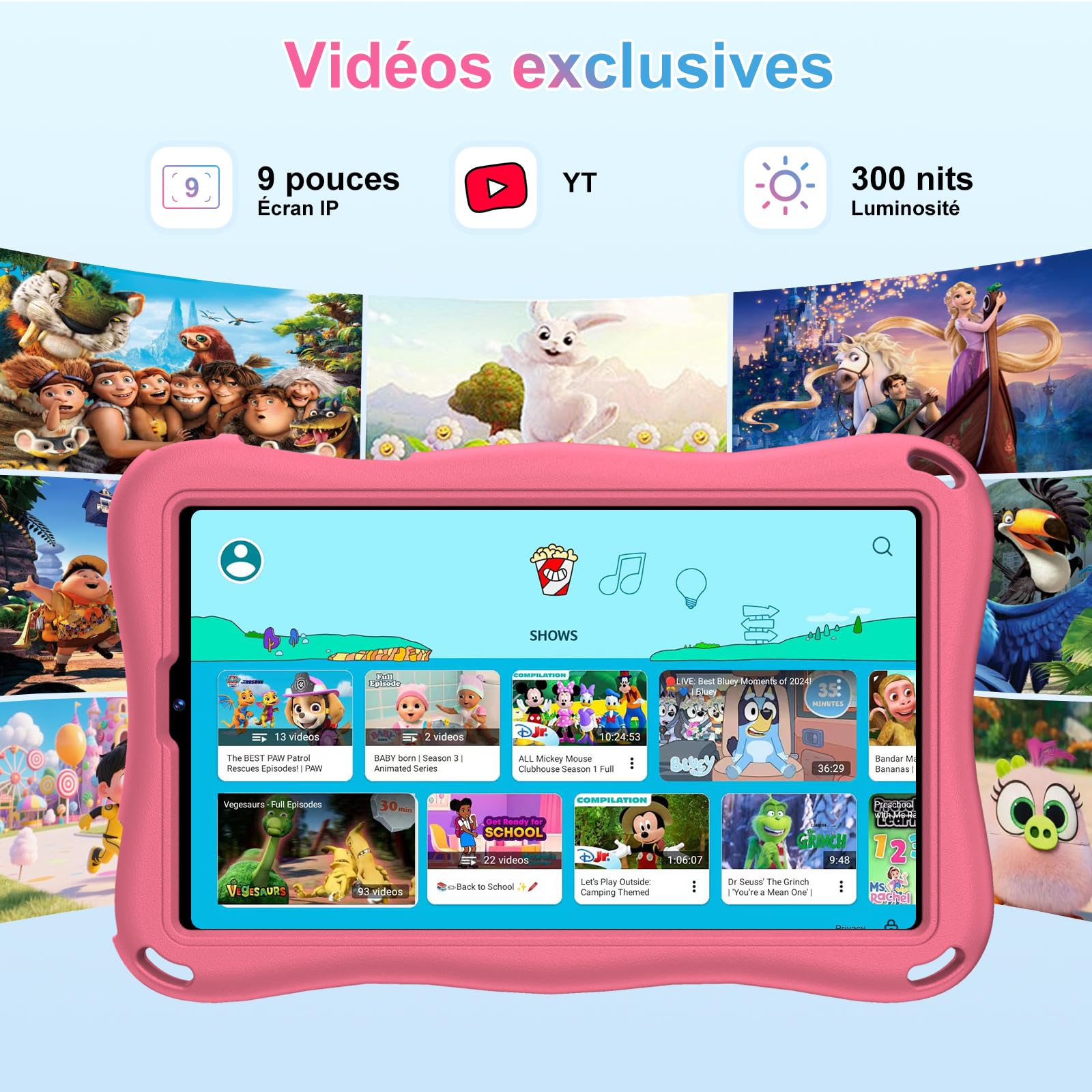 Tablet 9 Pollici Android 15 con Gemini AI, 32GB ROM + Espandibile 2TB, Octa-Core, Widevine L1, WiFi 5G,1340 x 800, BT5.0, Fotocamere 8MP/5MP, 5000mAh, Tablet con controllo parentale – Rosa
