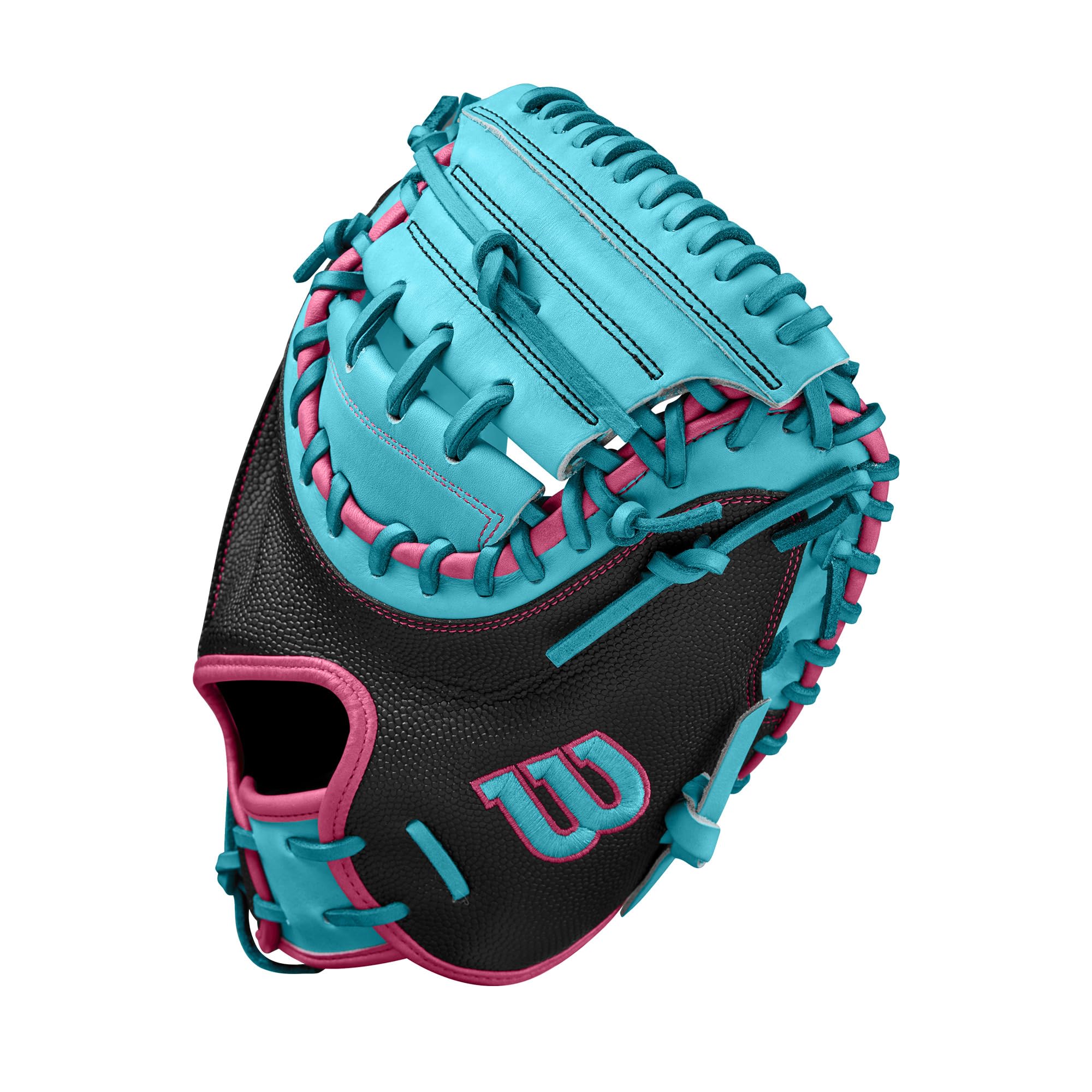 Wilson Fall 2024 A2000® CM33SS - Guanto da baseball da 83,8 cm, mano destra, colore: nero/foglia di tè/fenicottero