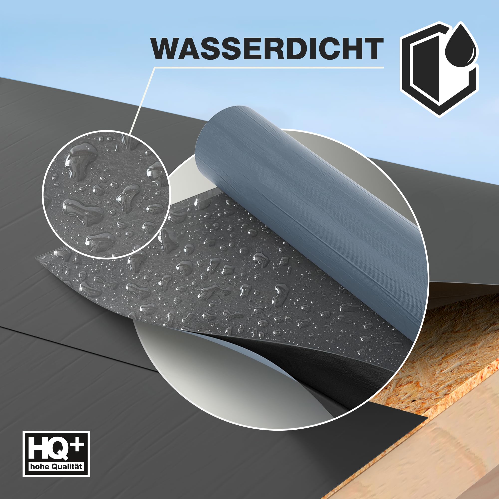 Isolbau KSK Dachbahn Dichtfolie Selbstklebend RAL 7016 Anthrazit Bitumendachbahn 5 m² Rolle Kaltselbstklebebahn