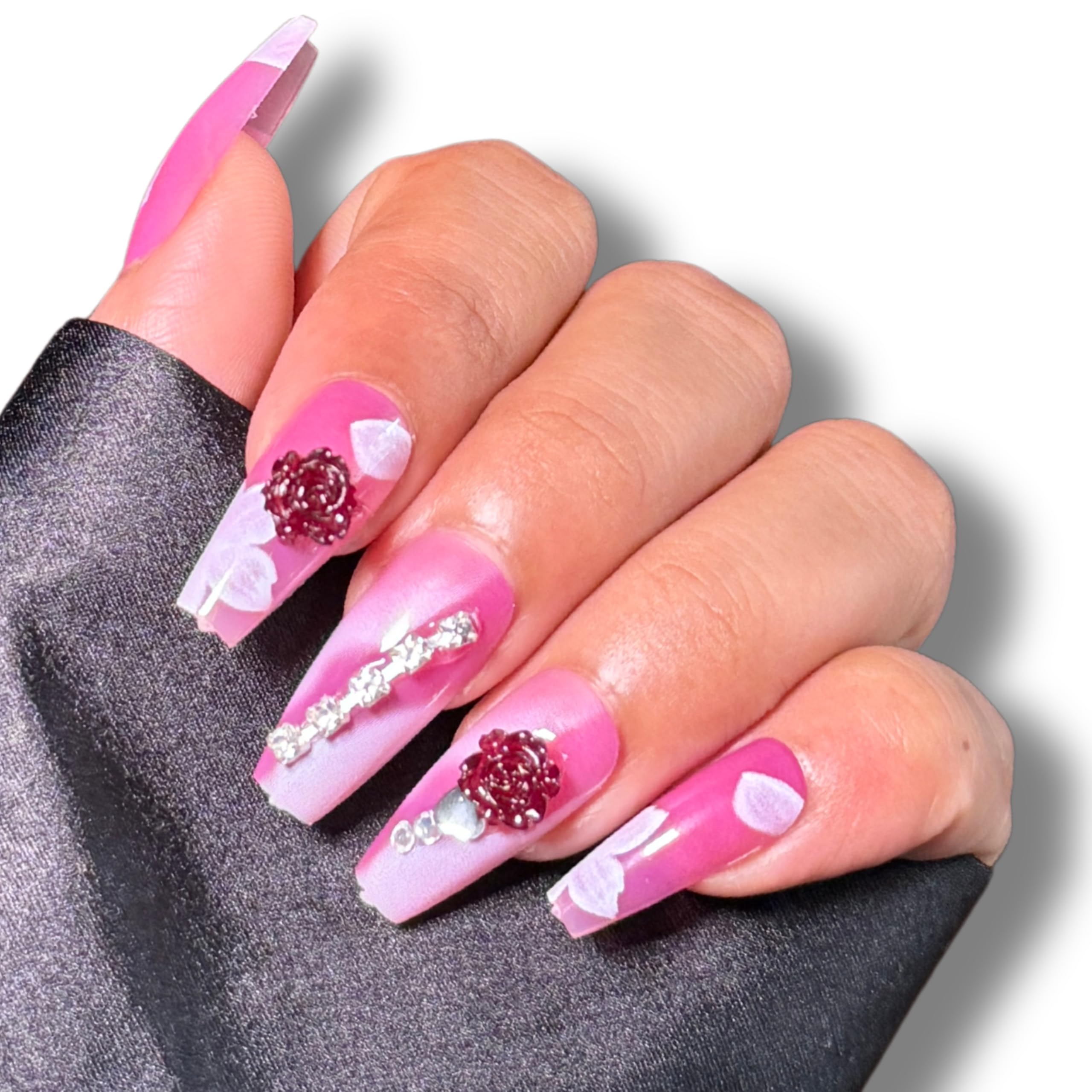 HUDA GIRL Fake Nails Nail Extension Kit,12Pcs Press on Nails Set with Nail Glue Sticker, Stick & Buffer, Reusable, Lightweight, Long Lasting, Easy to Use, Cute Aesthetic Designs for Girls, Women, Kids