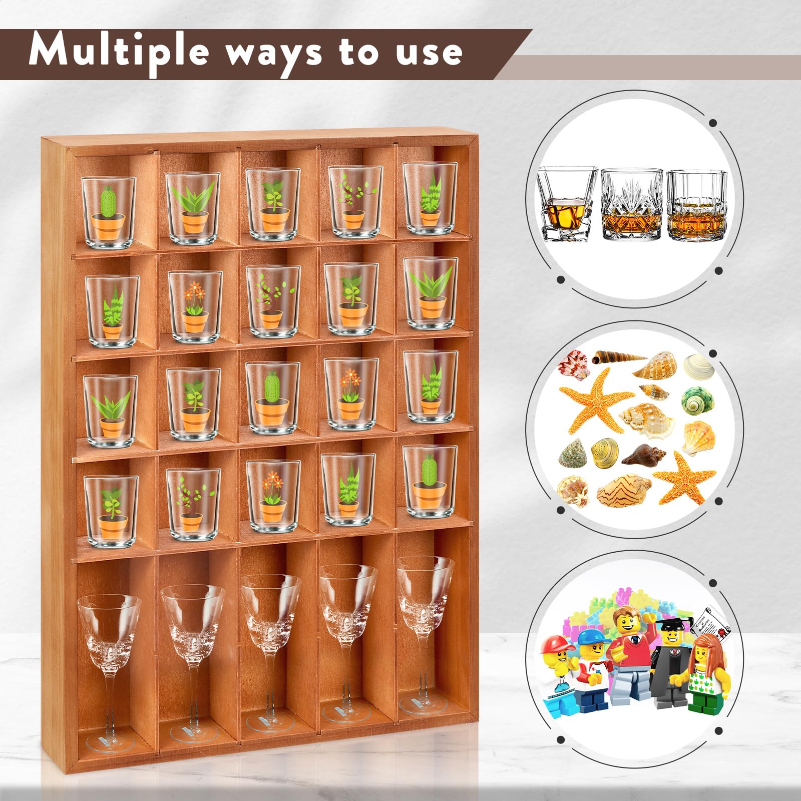 Amazon｜DARCKLE ショットグラスディスプレイケース 壁用 木製収納