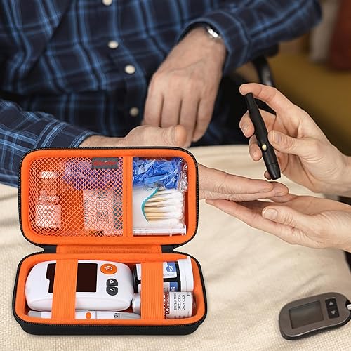 Vista 7 de Elonbo Estuche de viaje para suministros para diabéticos, bolsa organizadora de suministros para diabéticos, estuche de almacenamiento para medidor
