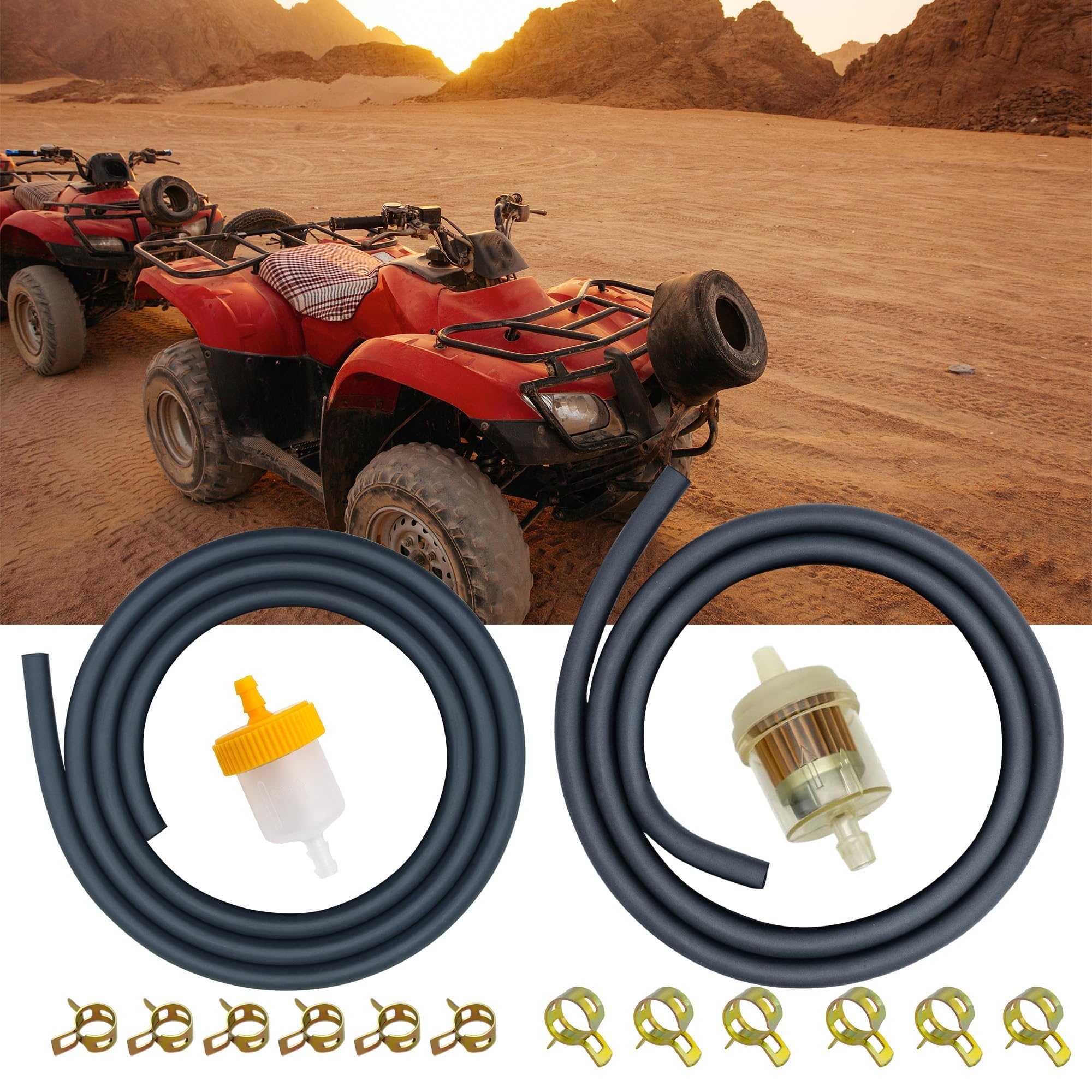 STRONGTHIUM Kit Manguera de Combustible 5 mm (3/16") y 6,3 mm (1/4") Compatible con Kawasaki Briggs & Stratton Walbro Ryobi, para Cortacésped Mini Moto Generador, con Filtro