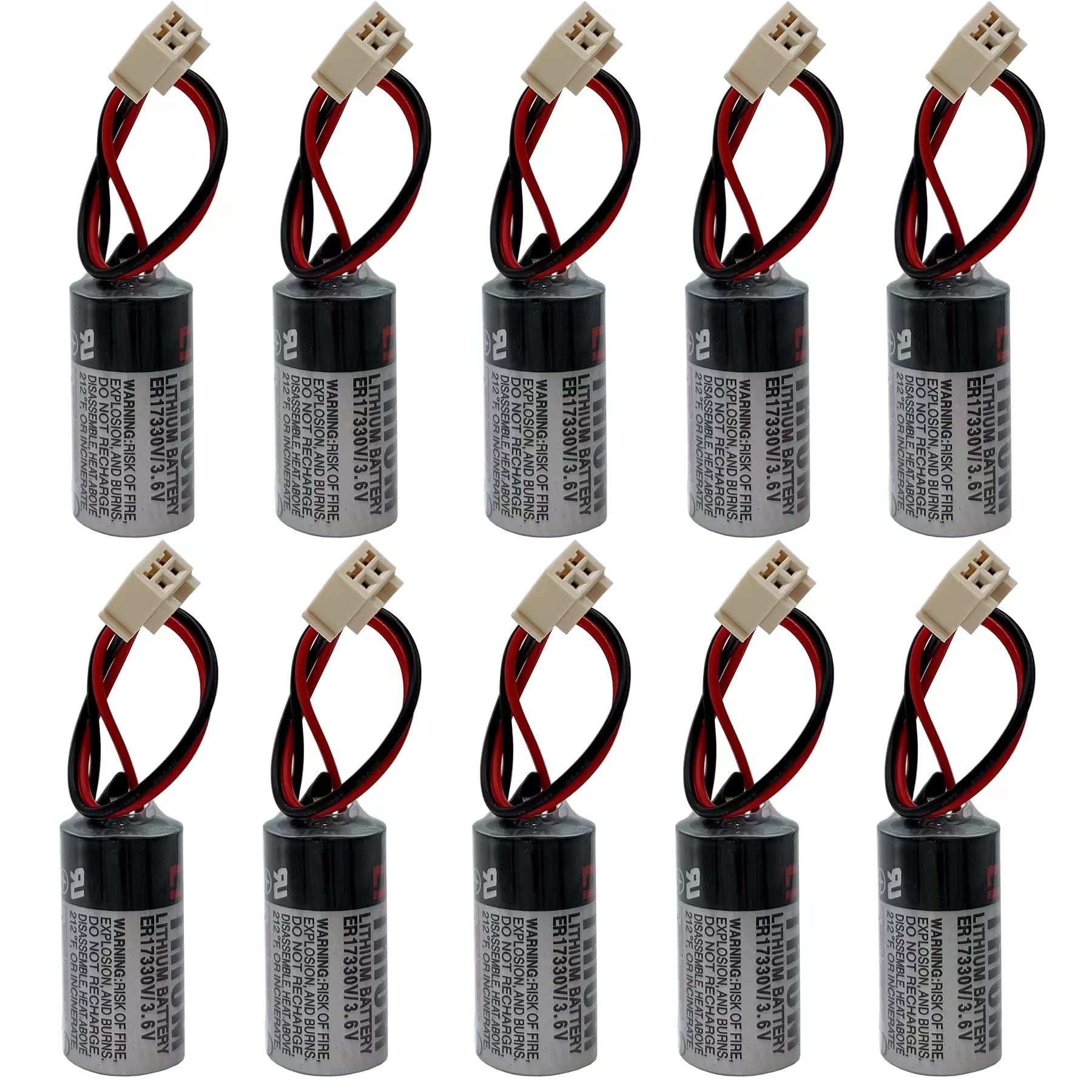 Zivases (10 Pack) 1700mAh ER17330V 3.6V Battery with White Plug for EPSON R13ZA00600300 Body Battery