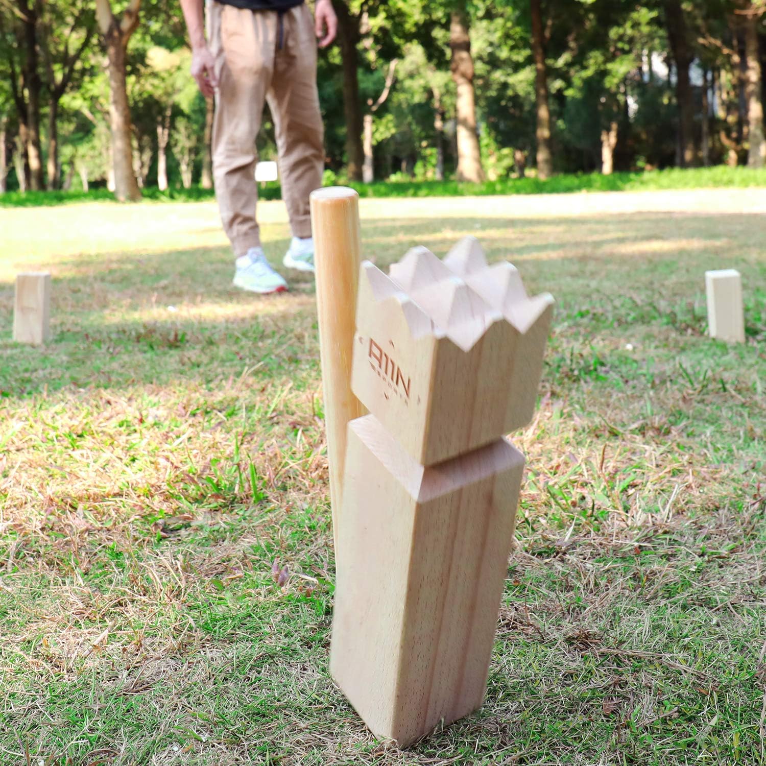 A11N Kubb Viking Chess Lawn Game - Premium Yard Game Set with Tote Bag