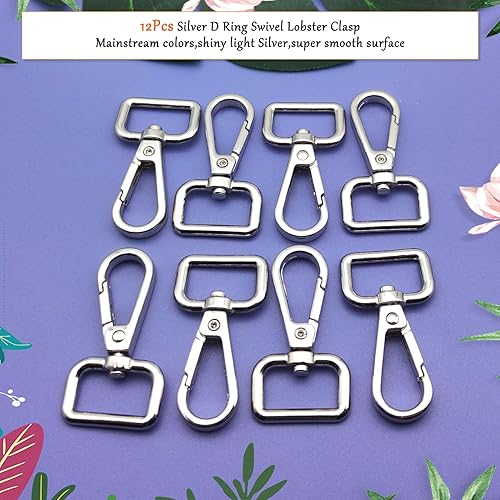 Miniatura 2 de 12 ganchos giratorios para manualidades, anillo en D de metal, cierre giratorio de langosta, cierre giratorio, cierre de mosquetón, gancho para