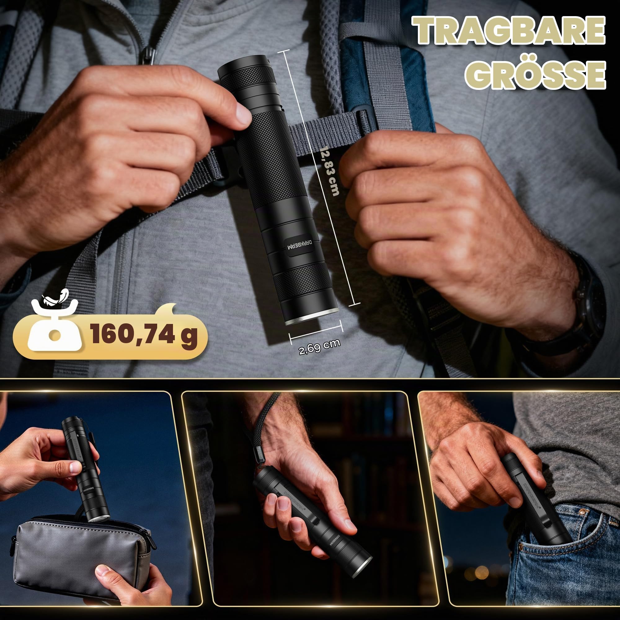 DARKBEAM Taschenlampe Klein Sehr Hell Hohe Lumens, Mini Stark Taschenlampen