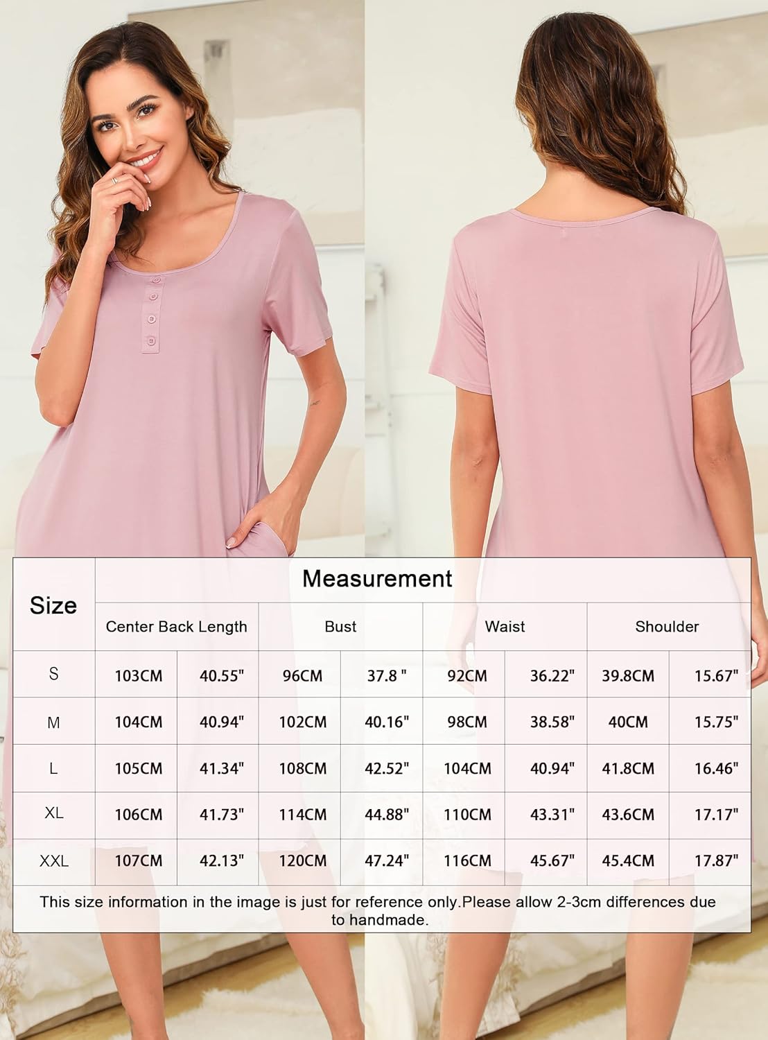 Vlazom Women's Nightdress, Ladies Soft Nighties U-Neck Nightshirts Short Sleeve Sleep Dress Nightgown Sleepwear UK 6-24 7 81 CGlH6LSL. AC SL1500