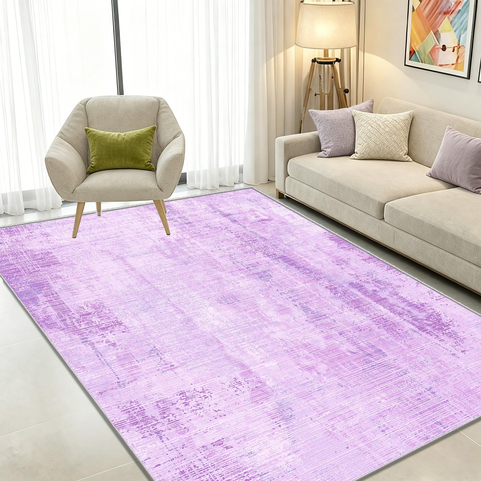 WUTONG Purple Rugs Living Room 140x200cm,Abstract Washable Bedroom Rug
