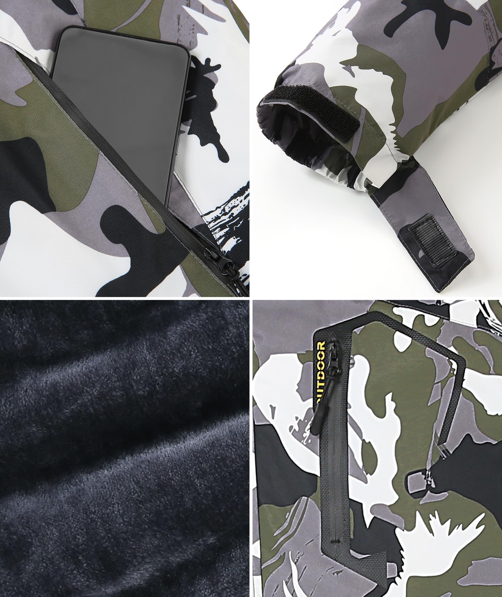 SwissWell Giacca da sci da uomo Giacca in pile spesso impermeabile Giacca a vento foderata calda Giacca con cappuccio staccabile con tasche multiple