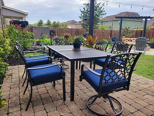 Miniatura 2 de Domi - Juego de comedor de 7 piezas para patio, para todo tipo de clima, moderno, para exteriores, con mesa para césped, jardín, terraza con