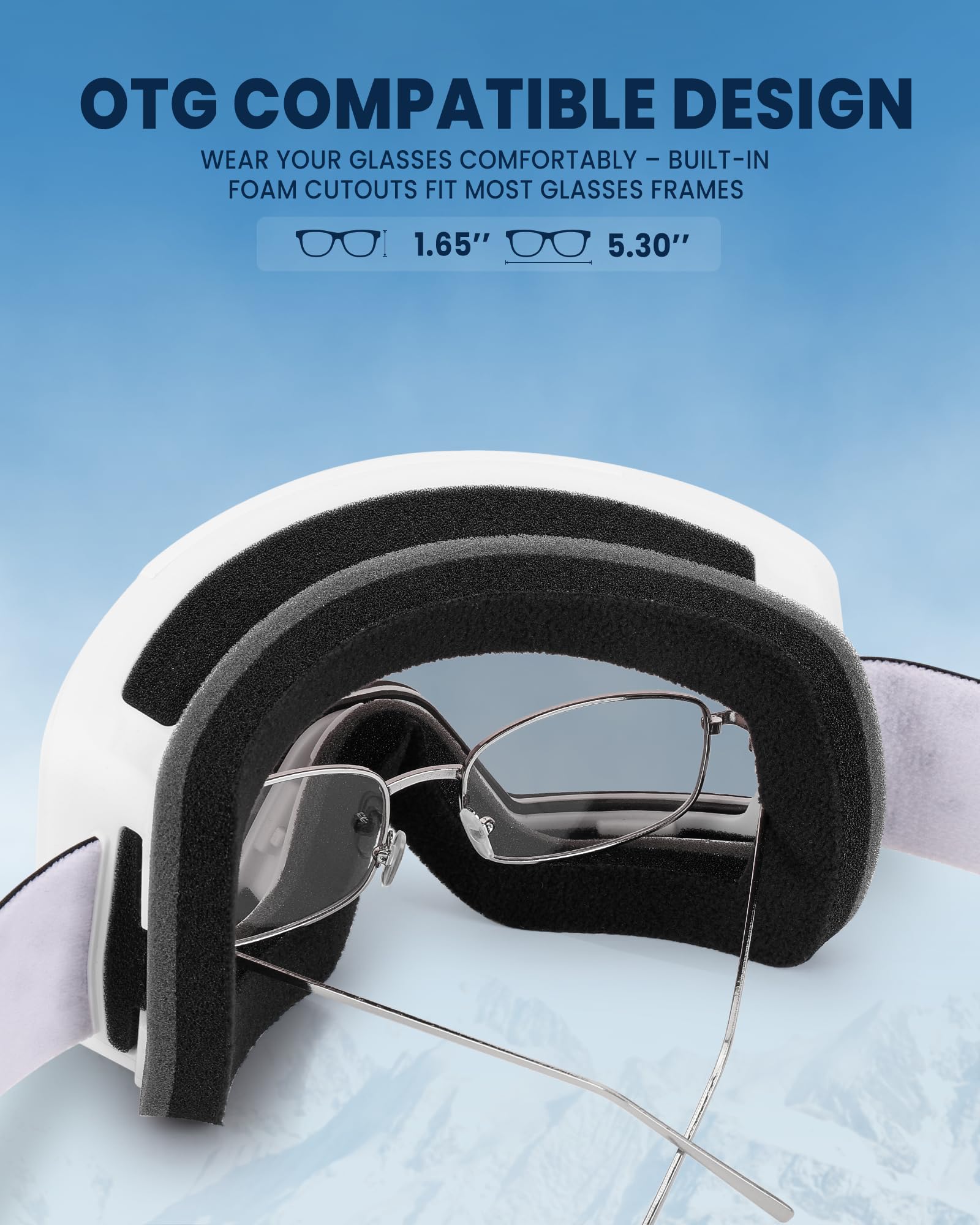 SNOWER Occhiali da sci – Occhiali da neve HD OTG con protezione UV400, occhiali da snowboard per uomo, donna e ragazzi