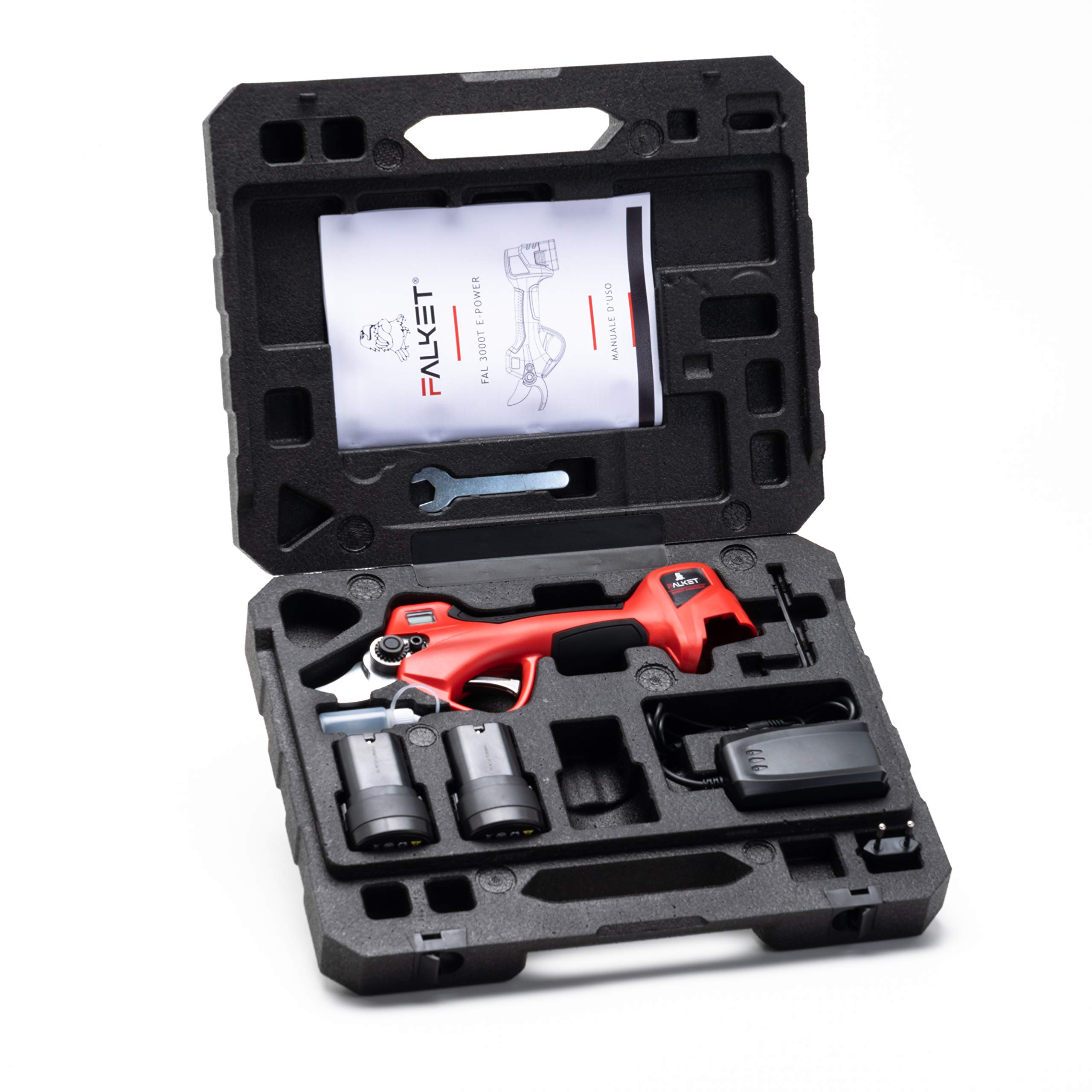 3000T E-POWER - kit forbice professionale da potatura a batteria elettrica taglio passante con lama curva