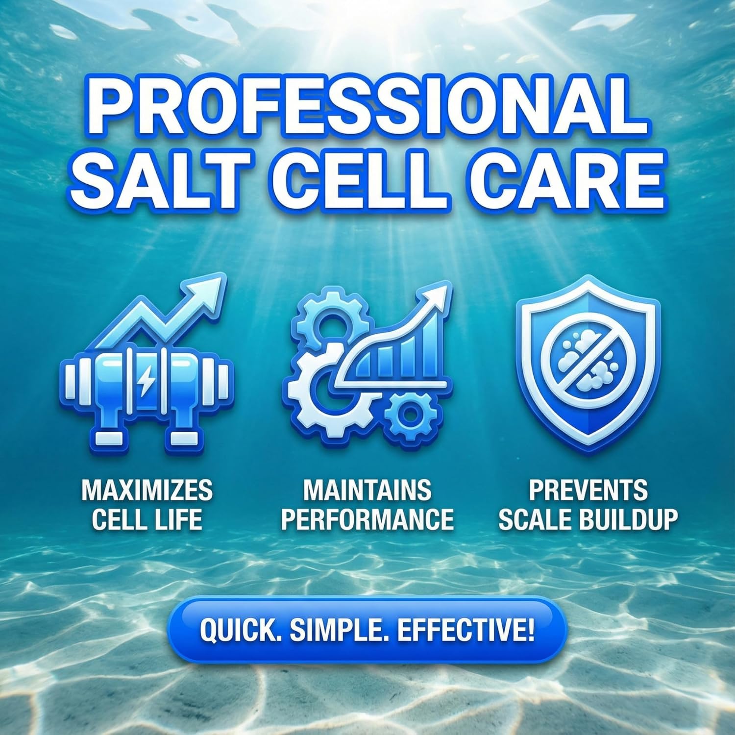 Salt Cell Cleaner for Pool - 3 L (101.5 fl oz) - Pool Salt Cell Cleaner Solution for Saltwater Pools, Helps Reduce Scale Buildup & Support Generator Performance (SWG) - BubbyShine