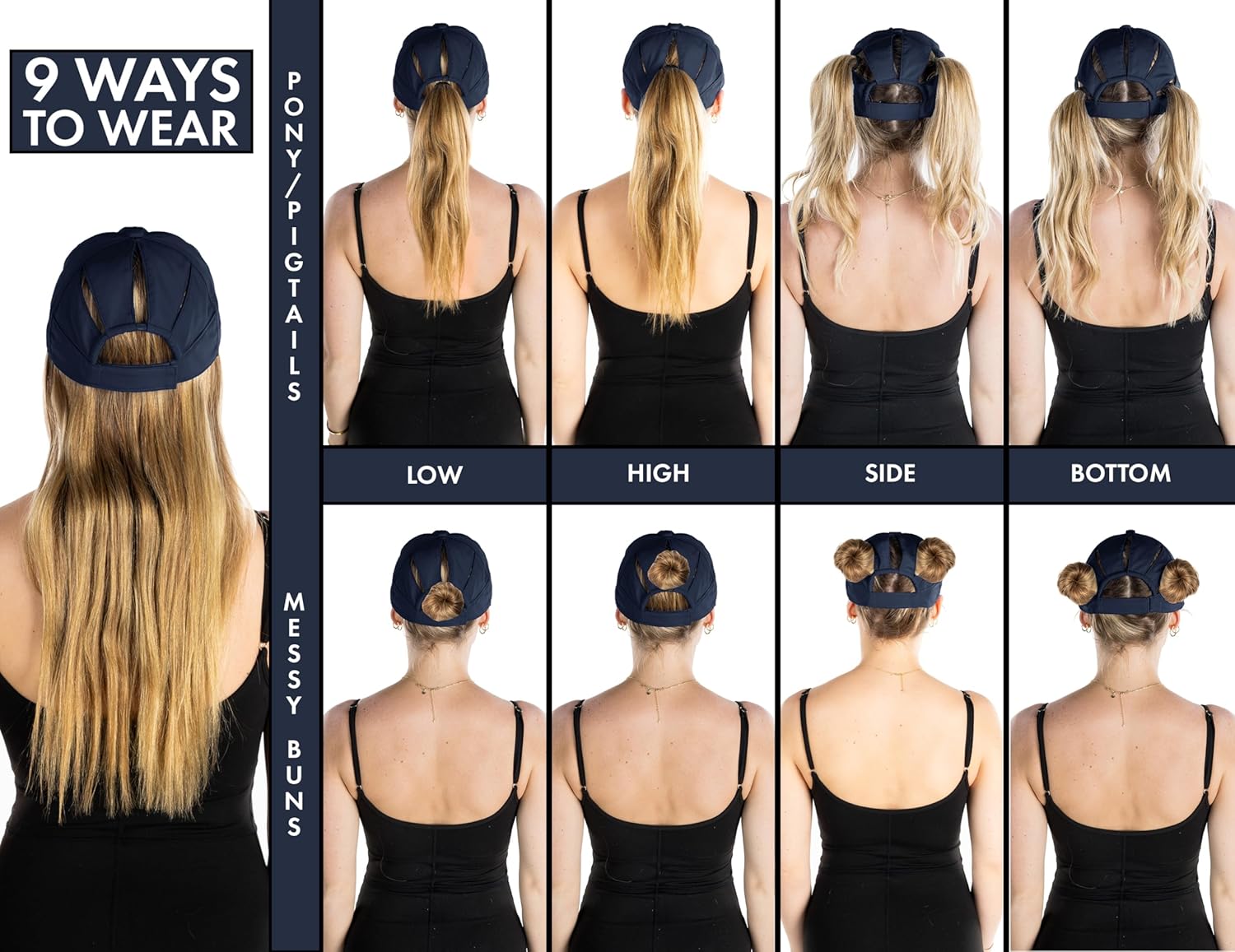 Funky Junque Women’s Ponytail Hat – High Ponyback & Messy Bun Baseball Cap with 5-Slit Design, Moisture-Wicking Sports Hats - Image 3