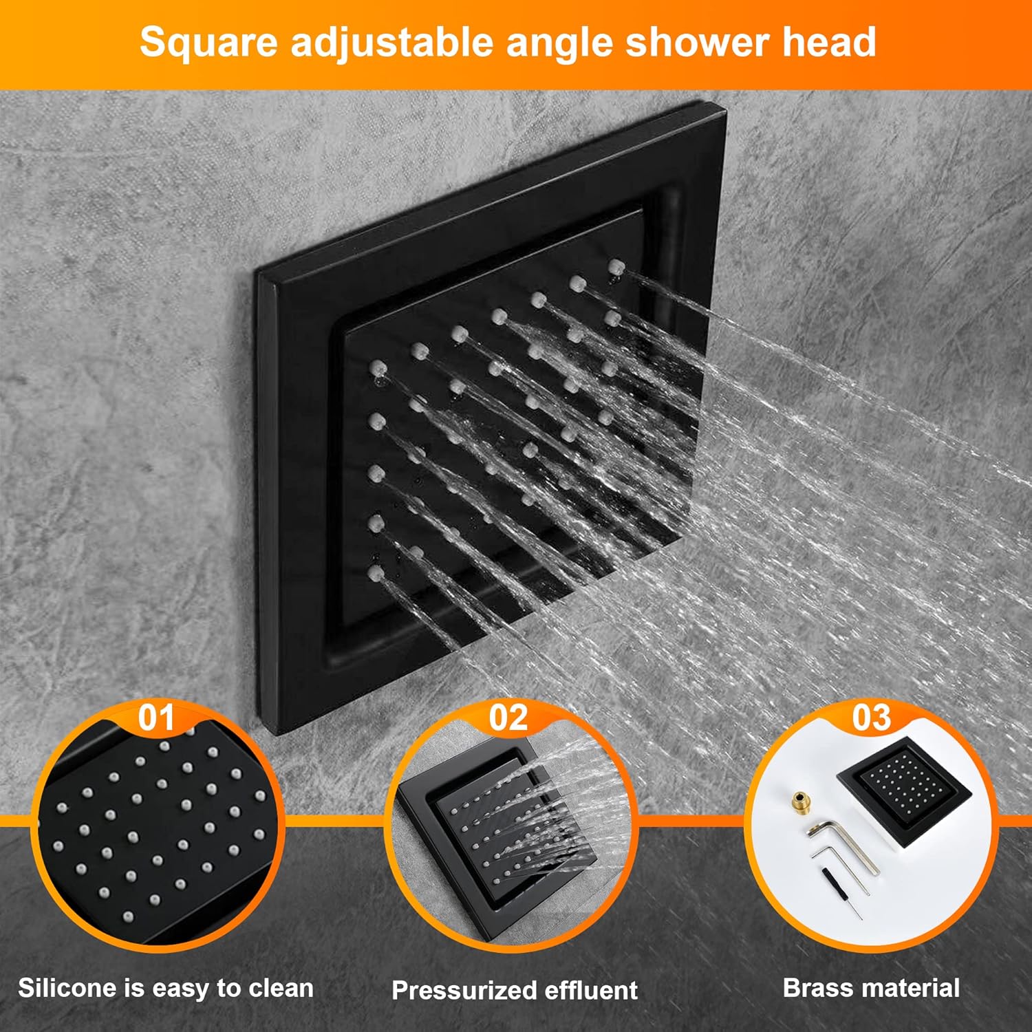 Cascada Luxury 16” Square LED Music shower system with built-in Bluetooth Speakers, 4 function (Rainfall, Waterfall, Body jet & Handshower) & Remote Control 64 Color Lights (Brushed Nickel)