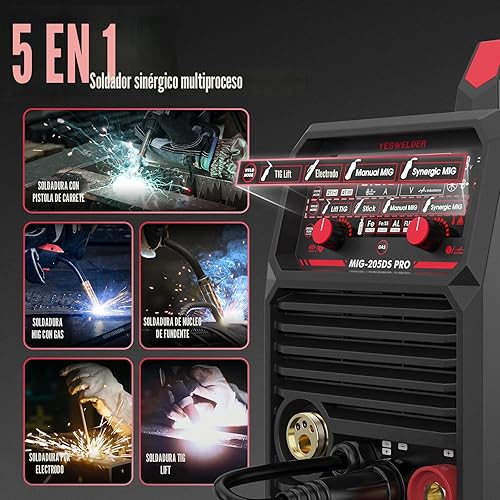 Miniatura 3 de YESWELDER Soldador MIG-205DS PRO MIG, 200Amp 110/220V Máquina de soldadura MIG de doble voltaje, 5 en 1 Gas MIG/Flux Core MIG/Spool Gun MIG/Spool
