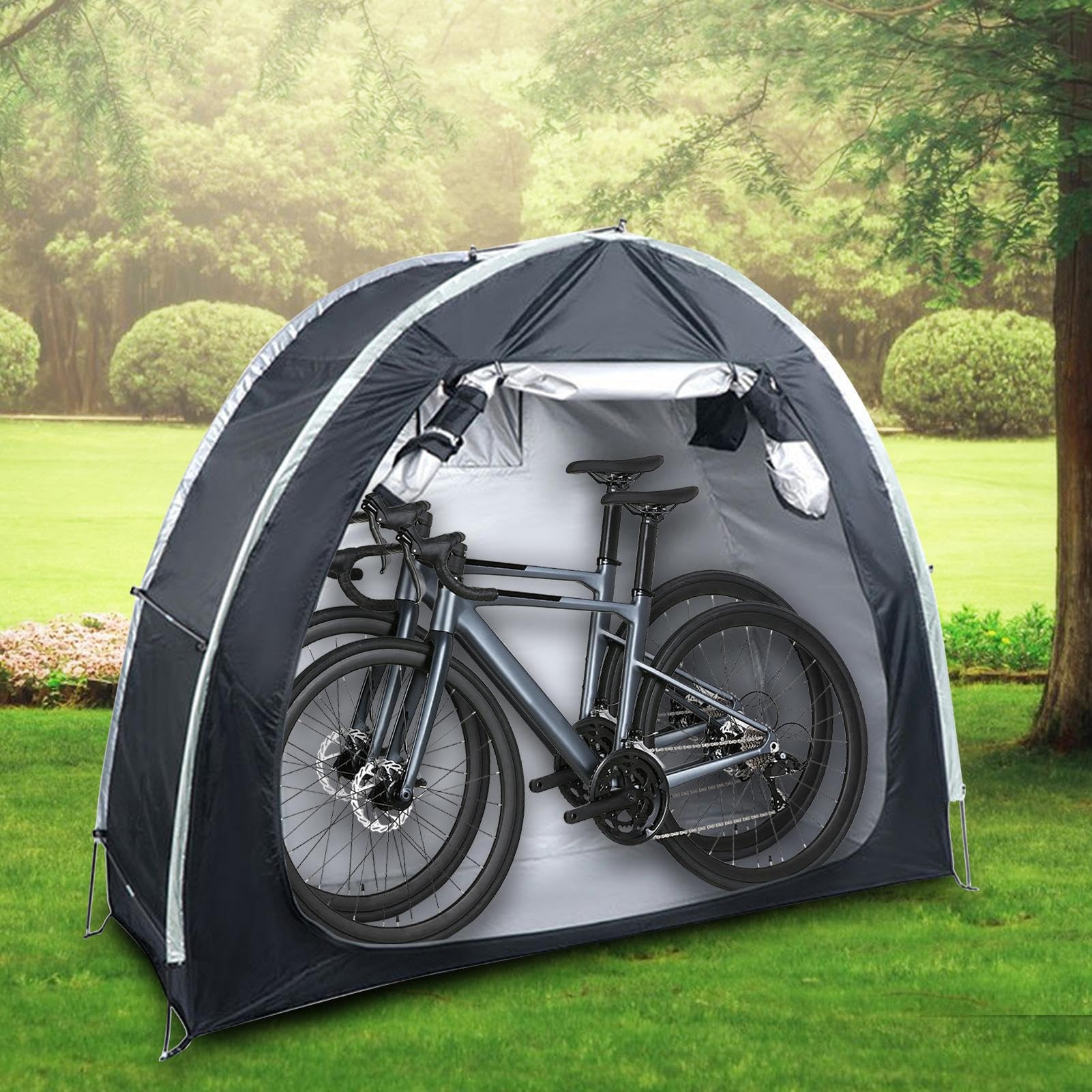 サイクルハウス　高耐久カバー　グレー Amazon | 自転車 テント サイクルハウス 自転車置き場 自転車カバー