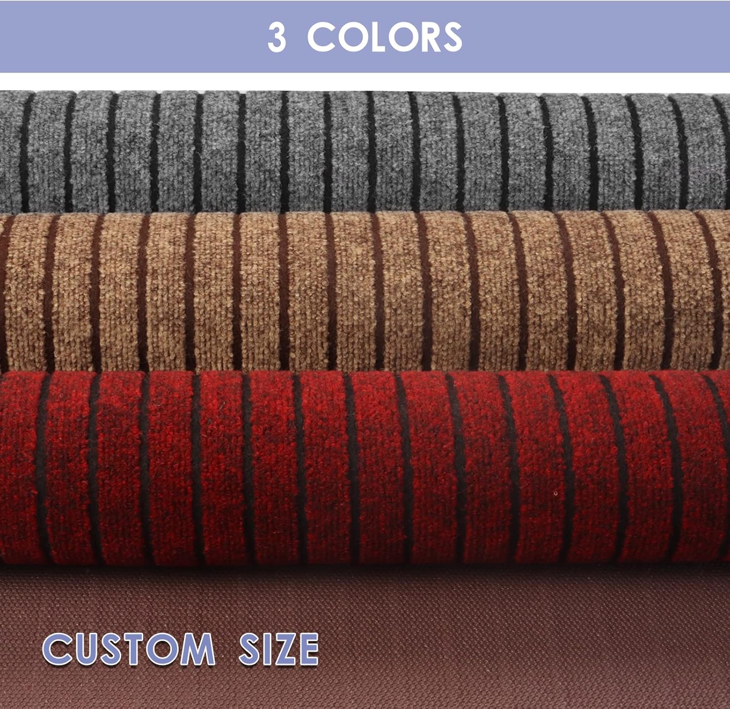 FREADEM Runner Rugs for Hallways, 2FT x 6FT Non Slip Kitchen Area Rug Entryway Runner Laundry Room Rug, 2-82 FT Indoor Outdoor Carpet Runners with Rubber Backing, Brown Stripe