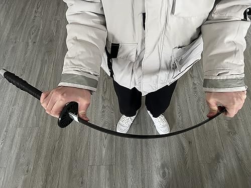 Miniatura 7 de Espadas Katana de anime de madera para cosplay, espada Samurai Tanjirou, espada Demon Slayer, cuchillo de rueda solar, color negro, 30.0pulgadas