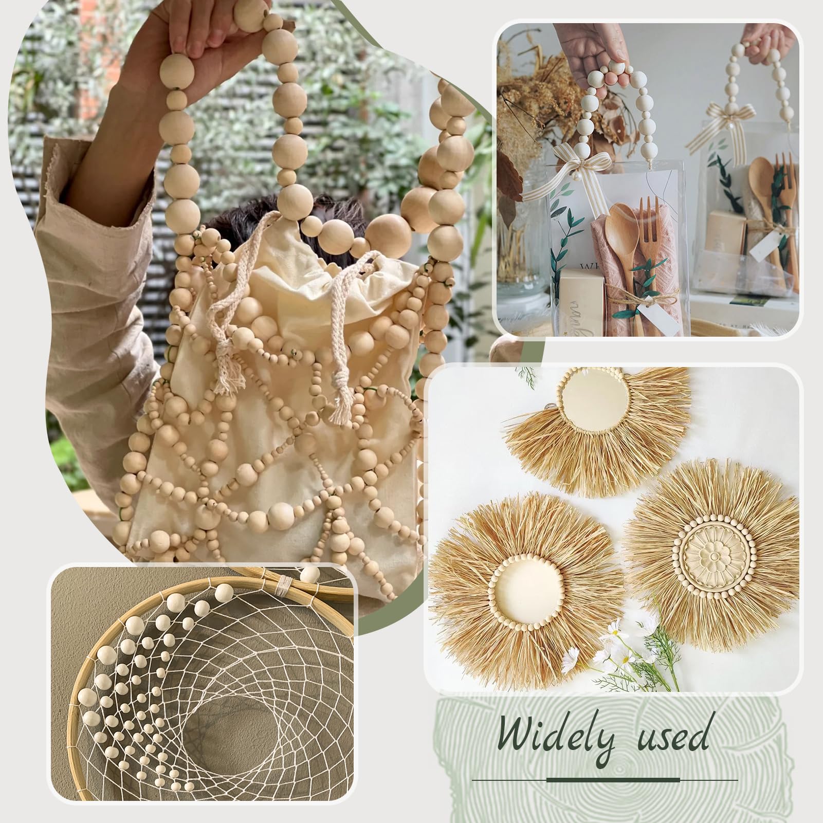 TOAOB 1050 Pièces Perles En Bois Colorées 6mm 8mm 10mm Perle En Bois