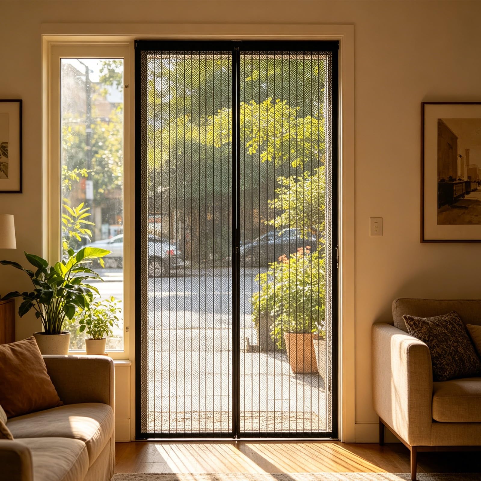 Moustiquaire Porte 215 x 248 cm Différentes Tailles, Uissants Aimants, Fermeture Automatique, Sans Perçage Magnétique Moustiquaire pour Porte pour Couloirs, Portes, Patio, Noir