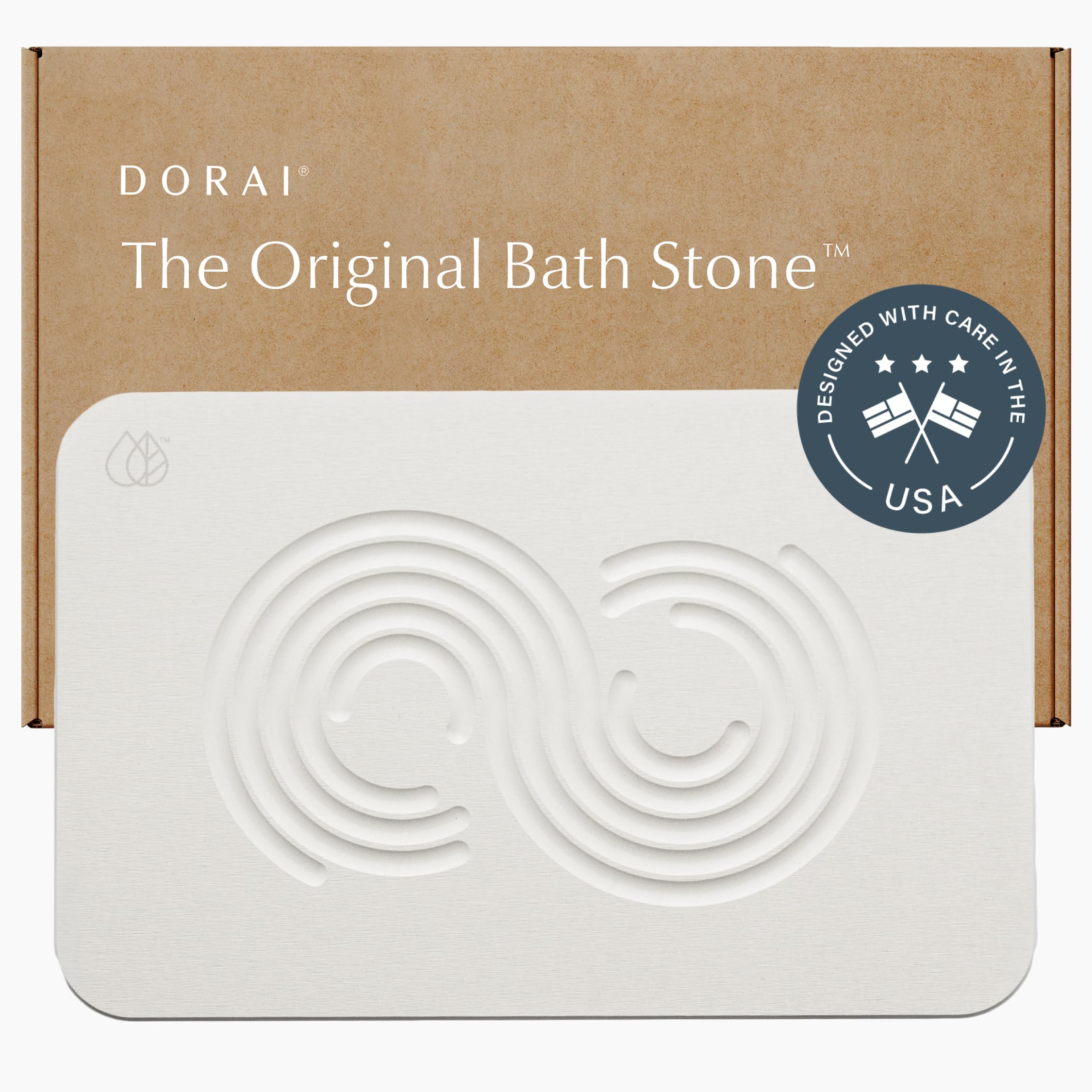 Dorai Home Bath Stone – Luxury Bath Mat – Instantly Removes Water – Non-Slip Surface – Modern and Stylish Design – Rubberized Bottom Pad – Zen Sandstone