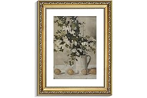Antiqued Framed Botantic Painting, LIght Up Your Wall with Retro Charm