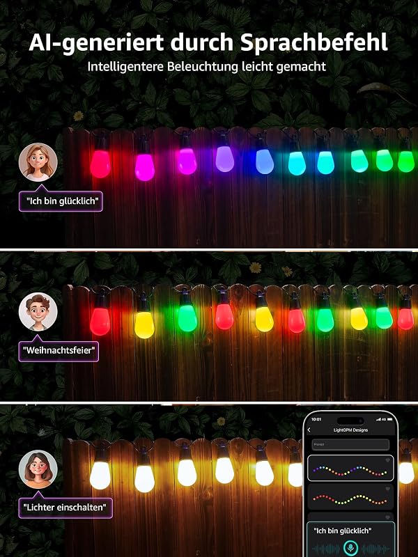 Lepro ZB1 WiFi LED Fényfüzér 15m RGB Meleg Fehér Okos Izzók Alexa Google