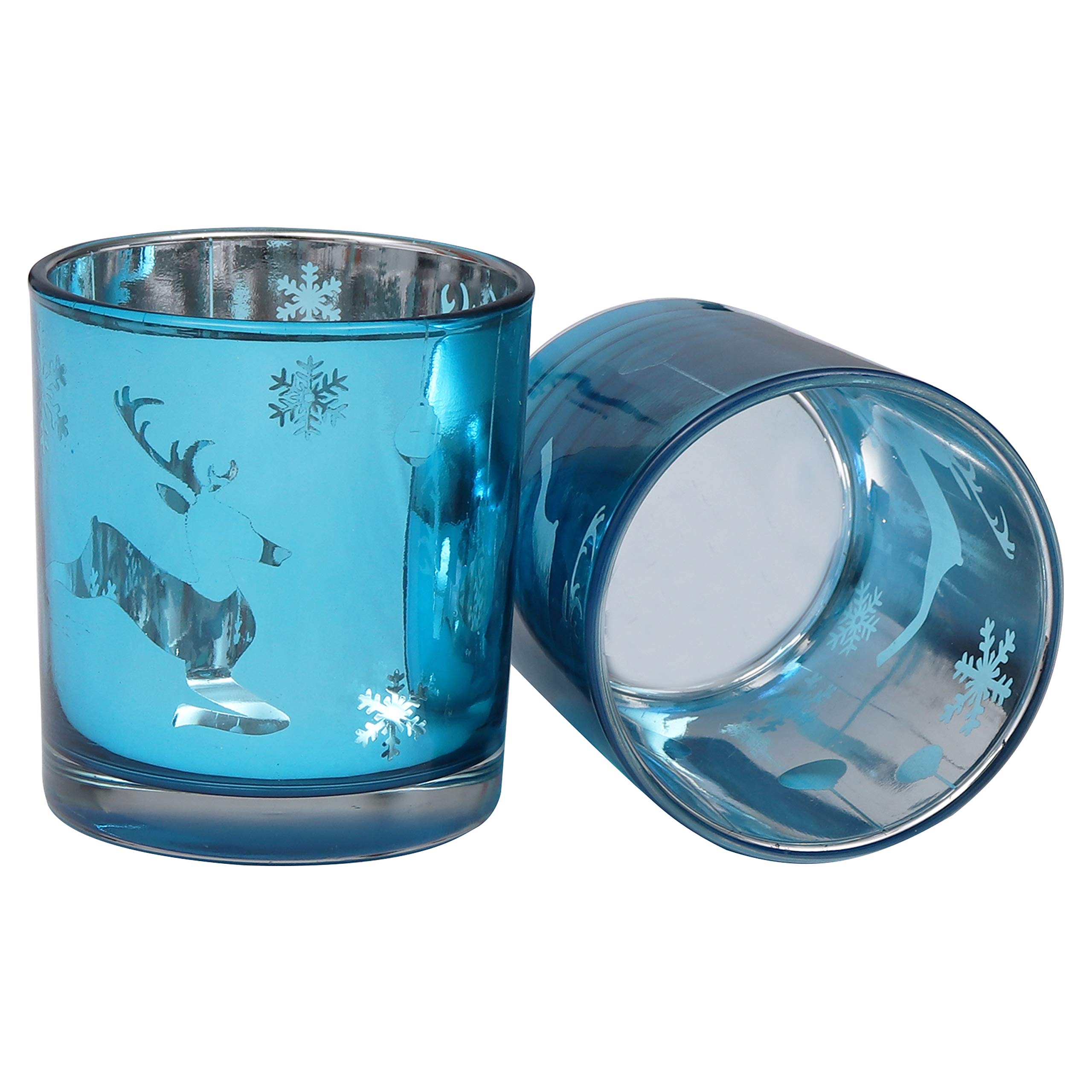 Buy Tealight Holder (2 Pack) Blue Glass Votive Candle Holder Set