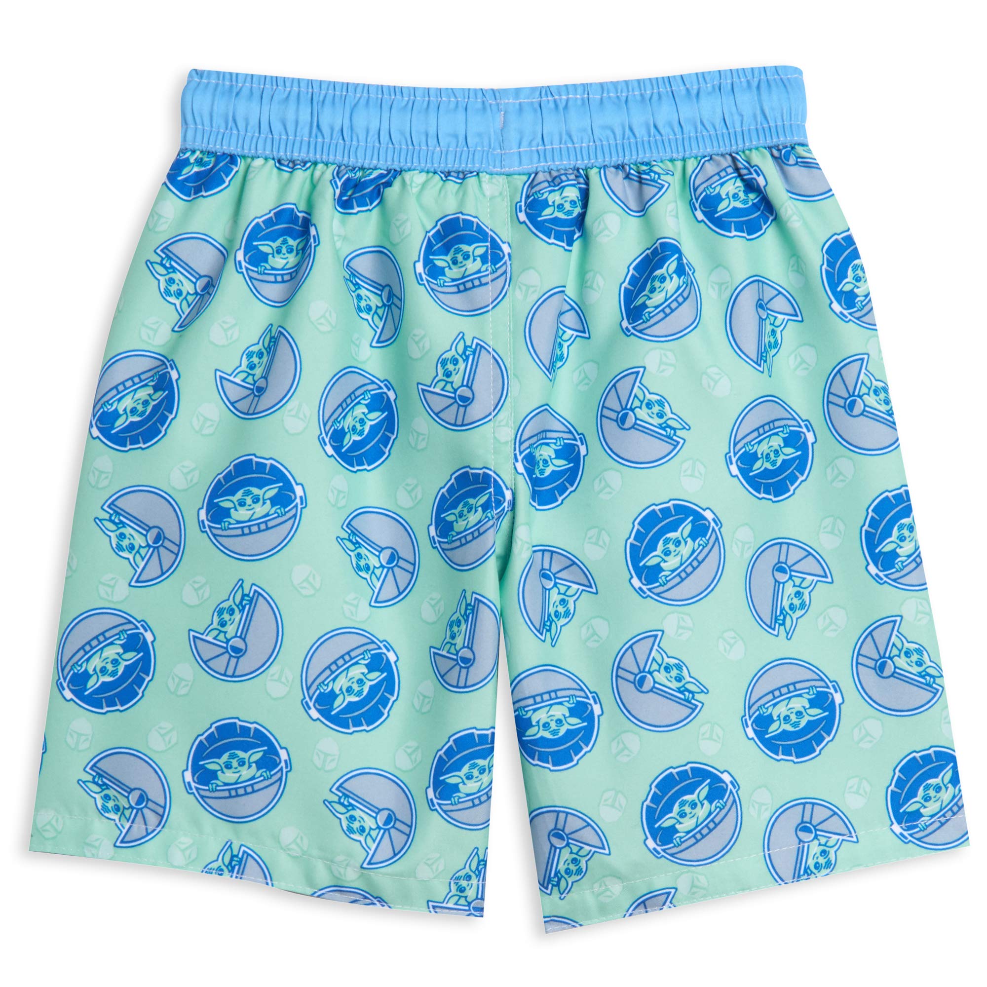 Star Wars The Mandalorian Baby Yoda Toddler Boys Rash Guard Swim Trunks Set Blue/Green 4T