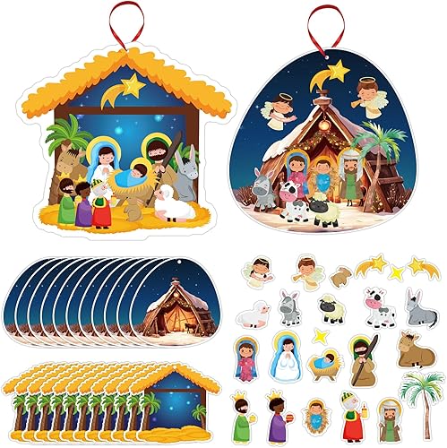 FLYAB Make a Nativity Scene Stickers Ornament Craft Kit Christian DIY Nativity Stickers for Kids Religious Party Games Activities for Christmas disponible en Yaxa Colombia