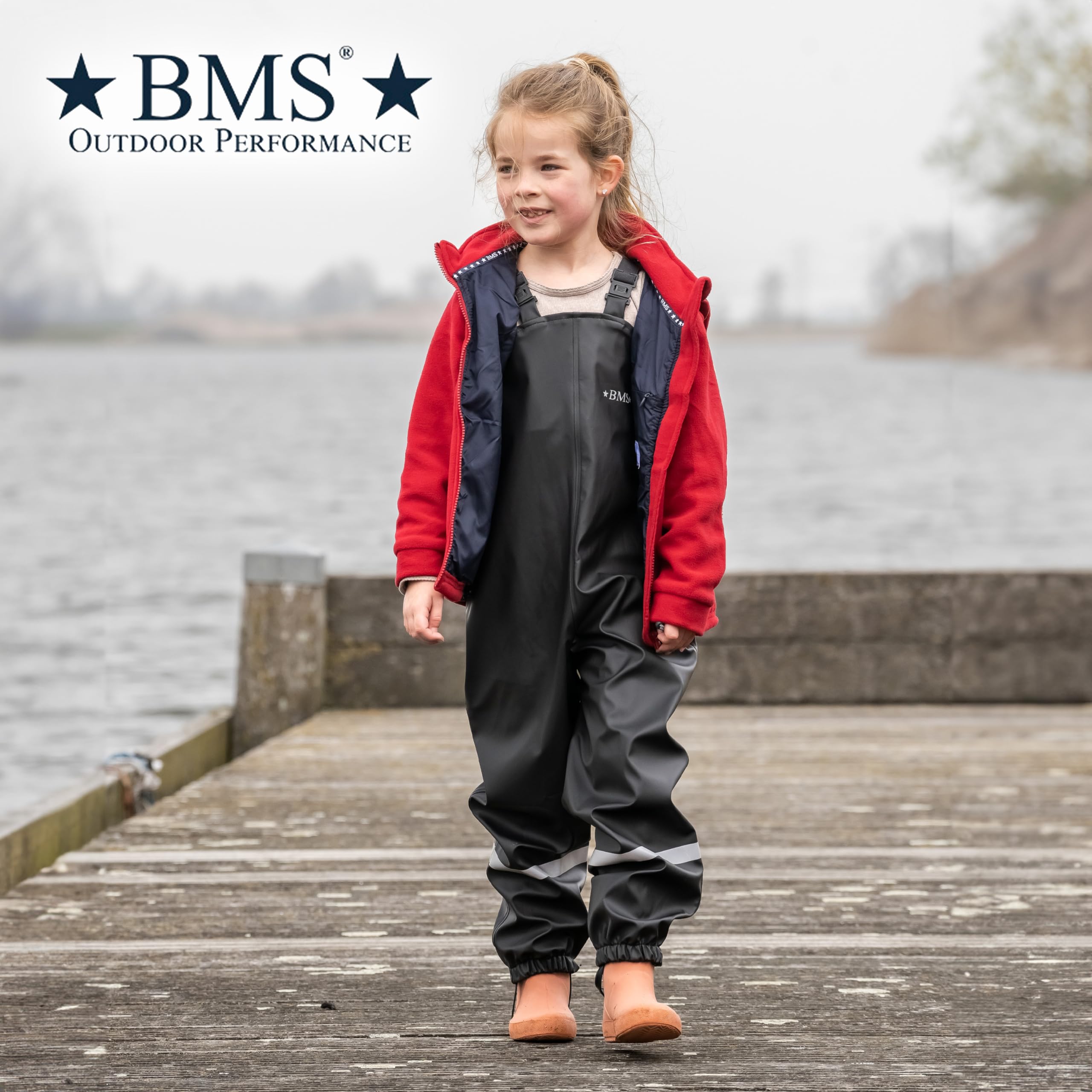 BMS® Schneehose gefüttert ohne Träger für Kinder, ideale Winter-Matschhose und Buddelhose mit kuscheligem Fleece, 100% wasserdicht, besonders hautfreundlich und weich Softskin, Oeko-Tex