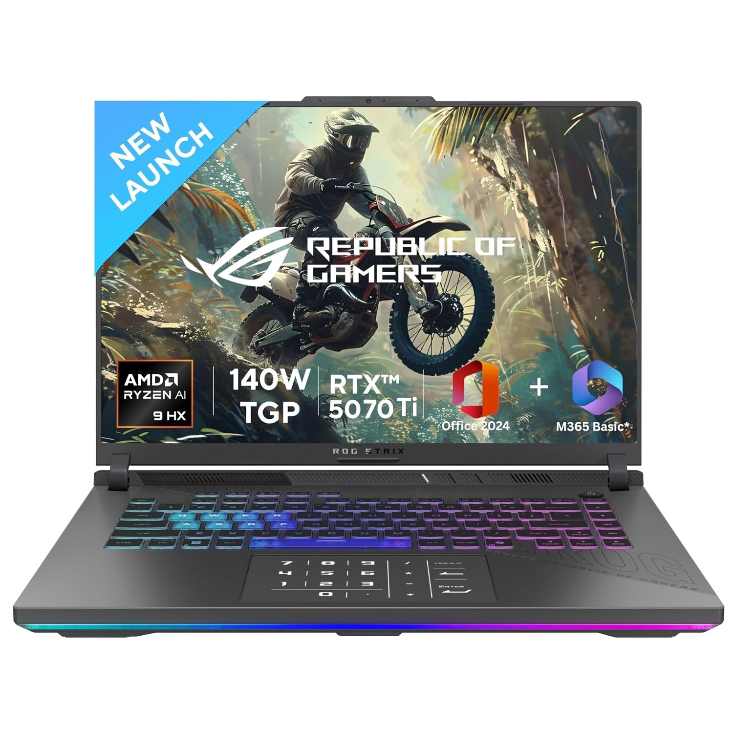 (Refurbished) ASUS ROG Strix G16, AMD Ryzen 9 8940HX Gaming Laptop (RTX 5070 Ti/140W TGP/16GB RAM/1TB SSD/FHD+/16″/165Hz/90WHrs/Windows 11/M365 Basic (1Year)*/Office Home 2024/Eclipse Gray/2.5 Kg) G614PR-RV032WS