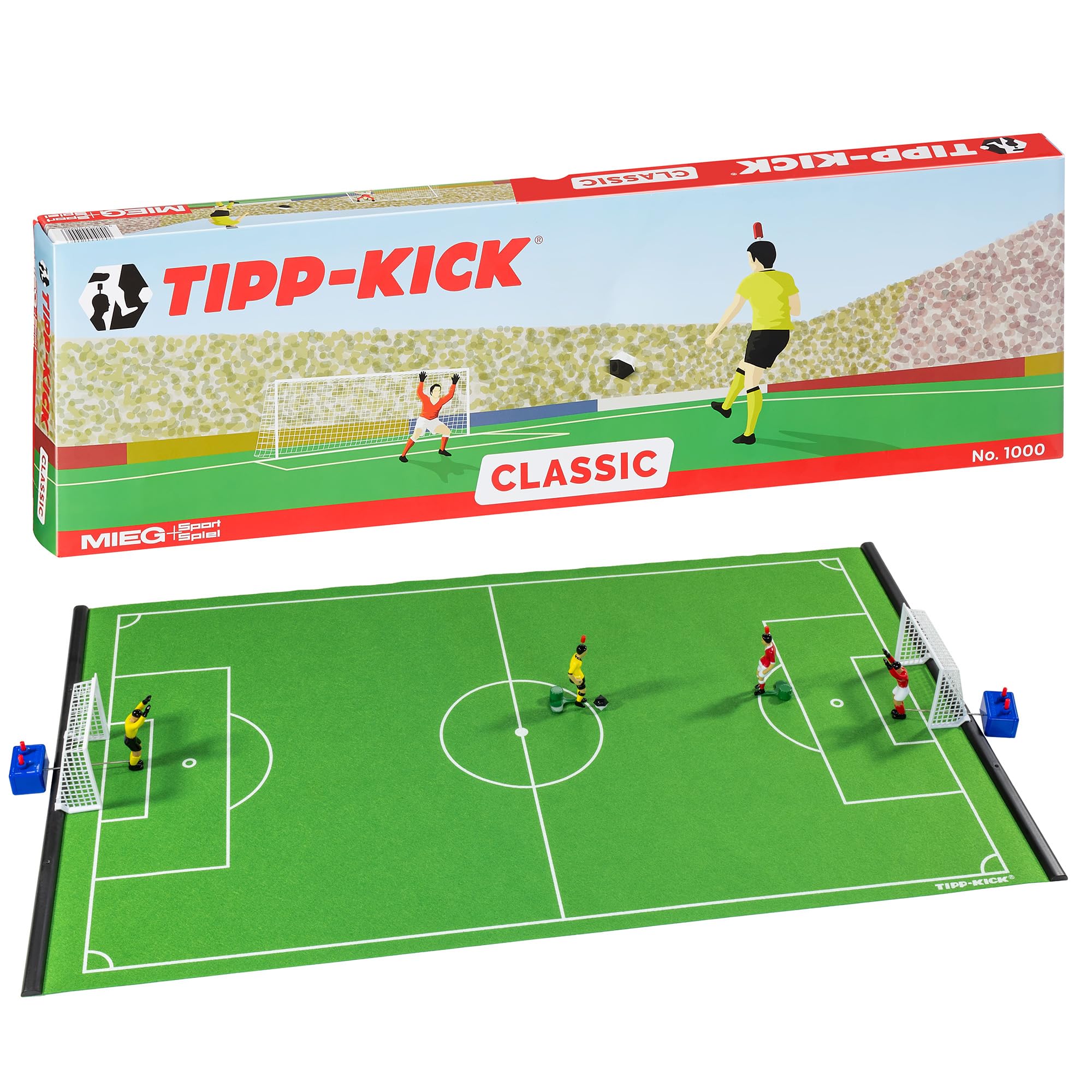 Tip-Kick Classic 78,5 x 47,5 cm – gotowy do gry zestaw tip-kick z 2 graczami Tip-Kick, 2 x bramkarz TIPP-KICK, 2 x plastyktor Tip-Kick, 2 x piłka TIPP-KICK z filcu