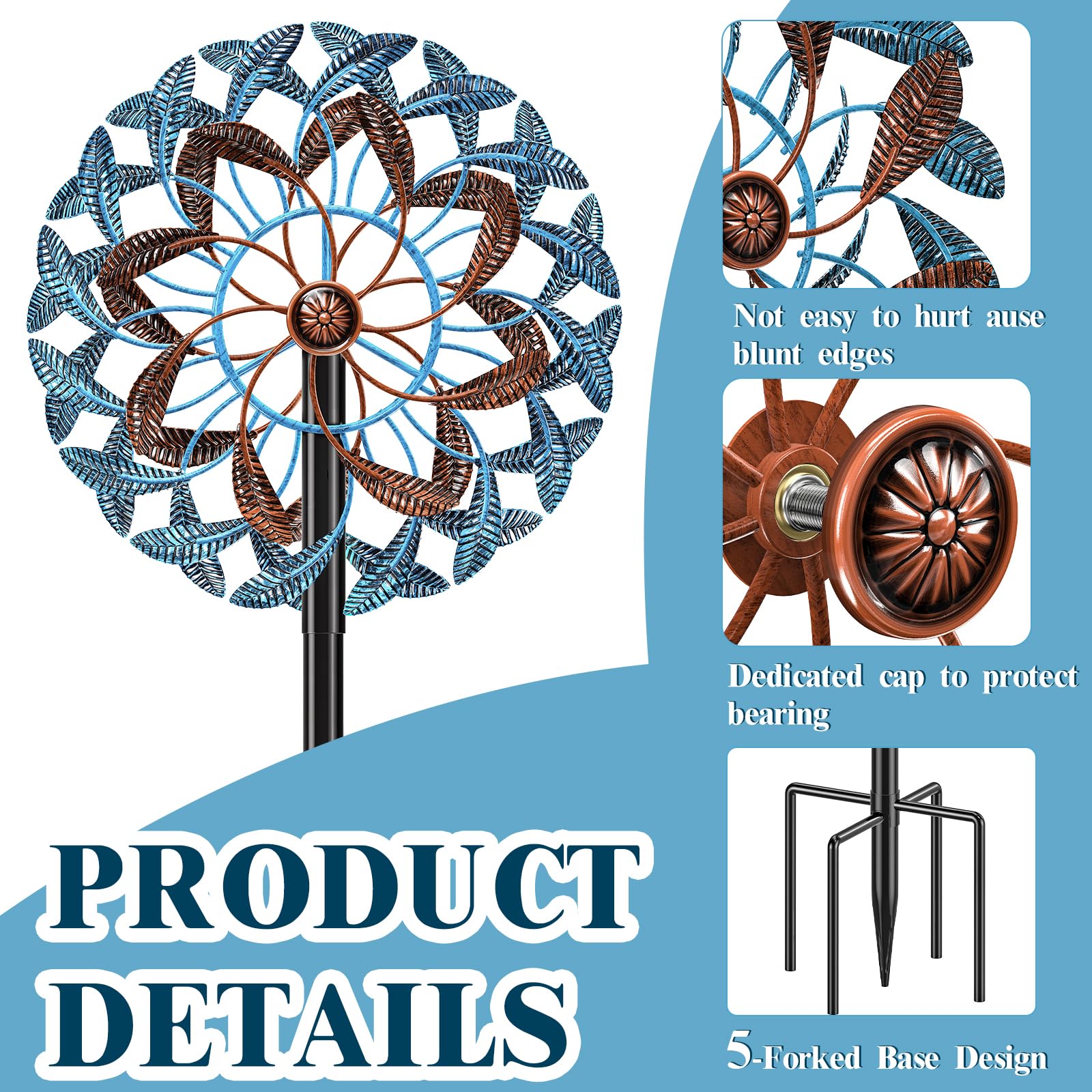 Molinillos de Viento de 360° para Exteriores, esculturas de Viento con estaca de Metal, Molino de Viento cinético Grande de Metal para decoración de Patio, molinillos para jardín, Exterior,