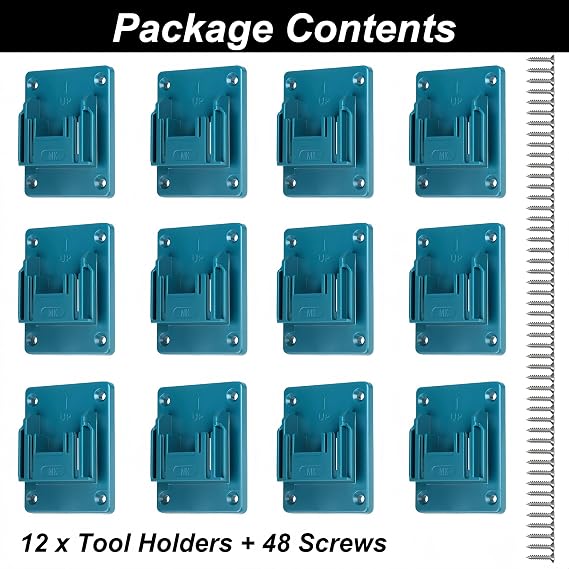 12 Packs Wall Mount Tool Holder ,Compatible with Makita 18V 14.4V