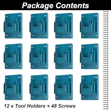 12 Packs Wall Mount Tool Holder ,Compatible with Makita 18V 14.4V