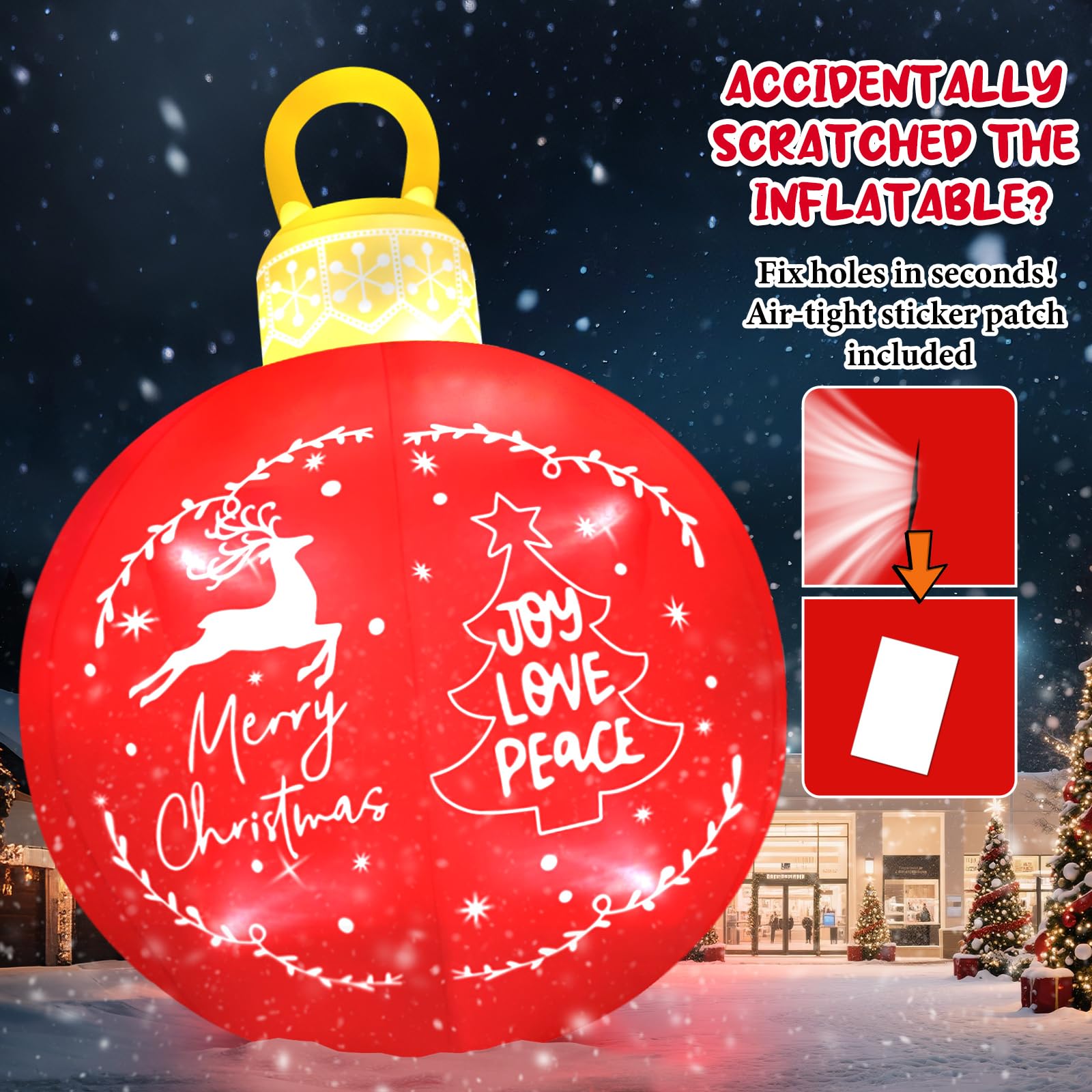 Kalolary Décoration Gonflable géante de Noël 15 Pieds pour l'extérieur, décorations gonflables Merry Christmas Bell avec Ornements LED intégrés, Ballons gonflables pour Jardin et Centre Commercial